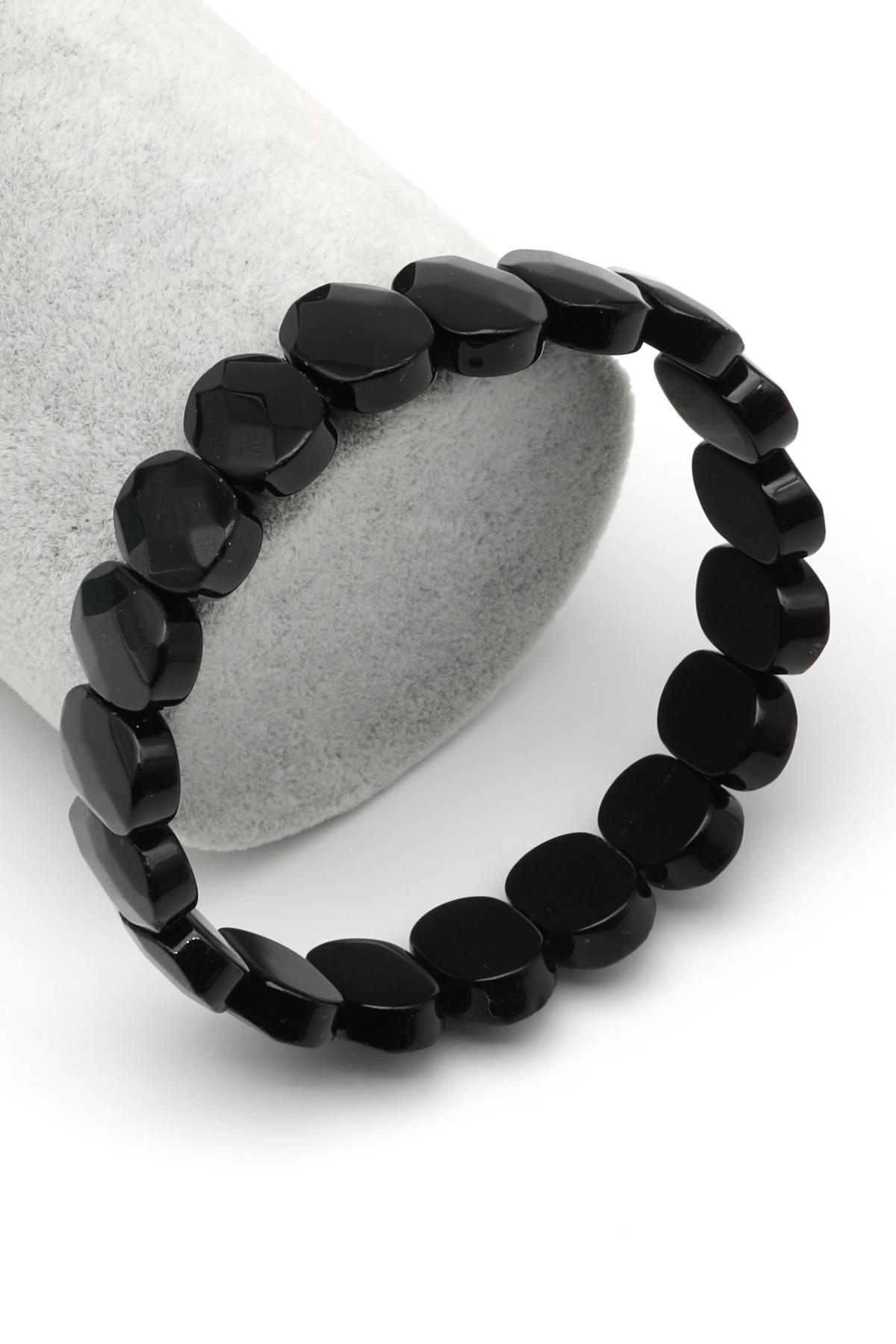 Obsidyen Doğal Taş Bileklik 10 x 14 mm Özel Kesim