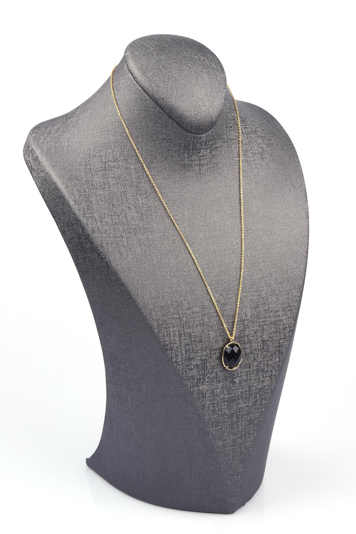 Obsidyen Doğal Taş Gold Renkli Kolye