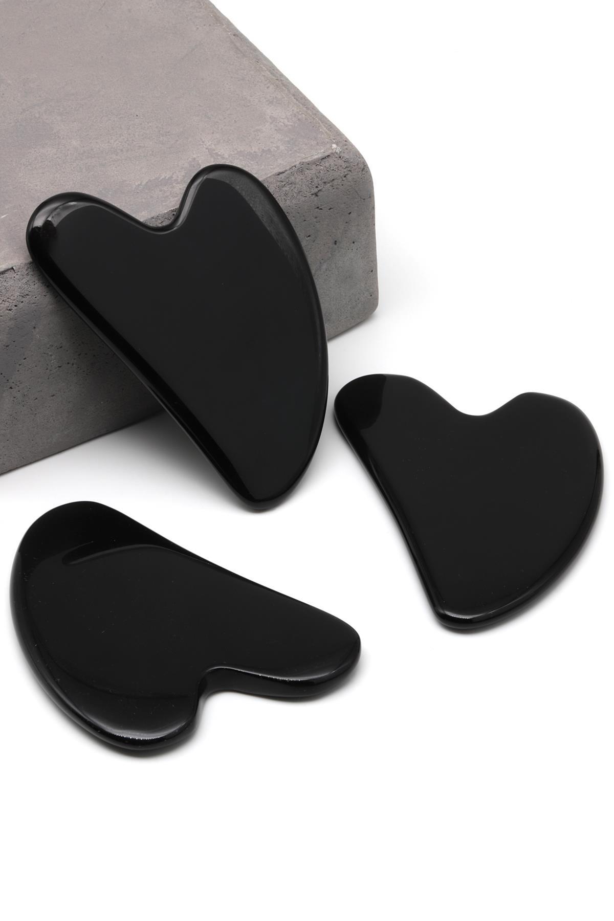 Obsidyen Doğal Taş Gua Sha Yüz Masaj Taşı