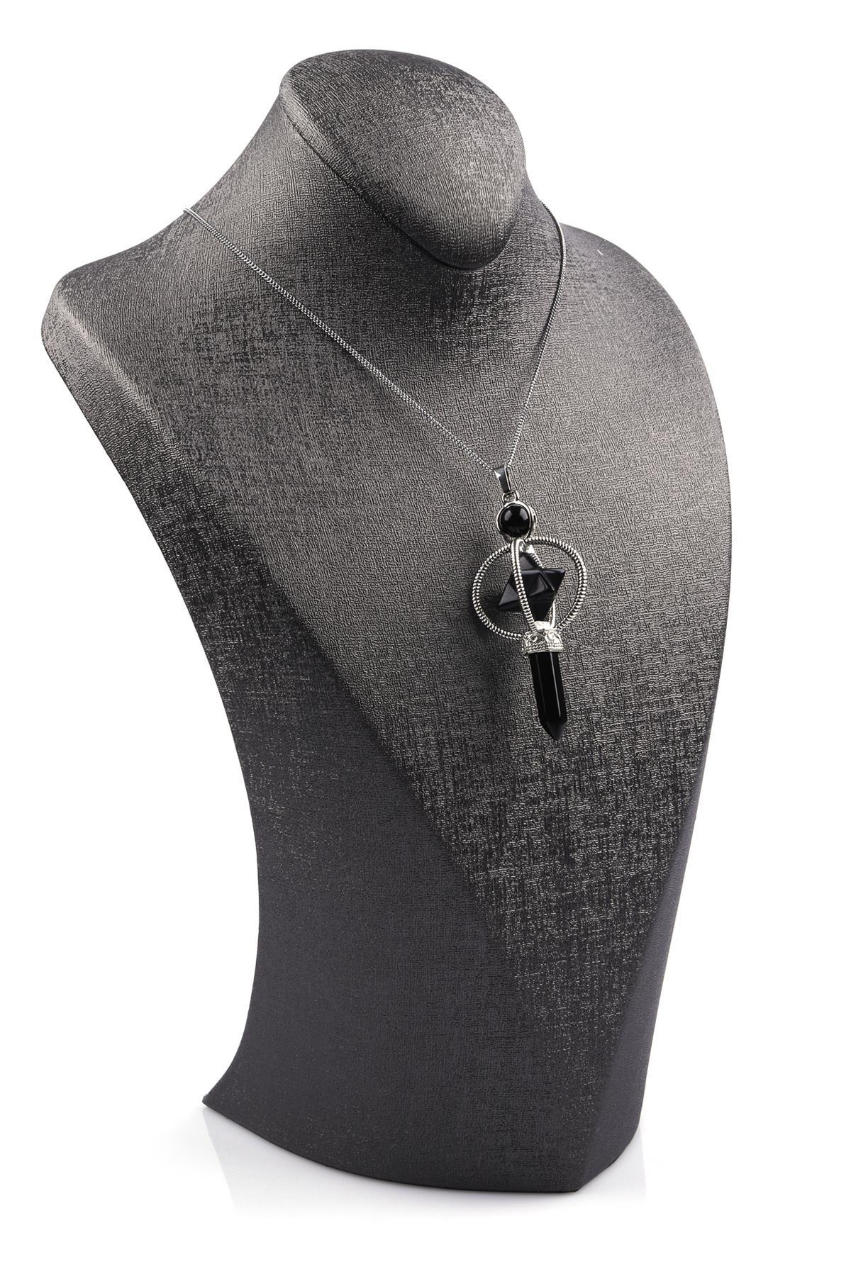 Obsidyen Doğal Taş Merkaba Kolye