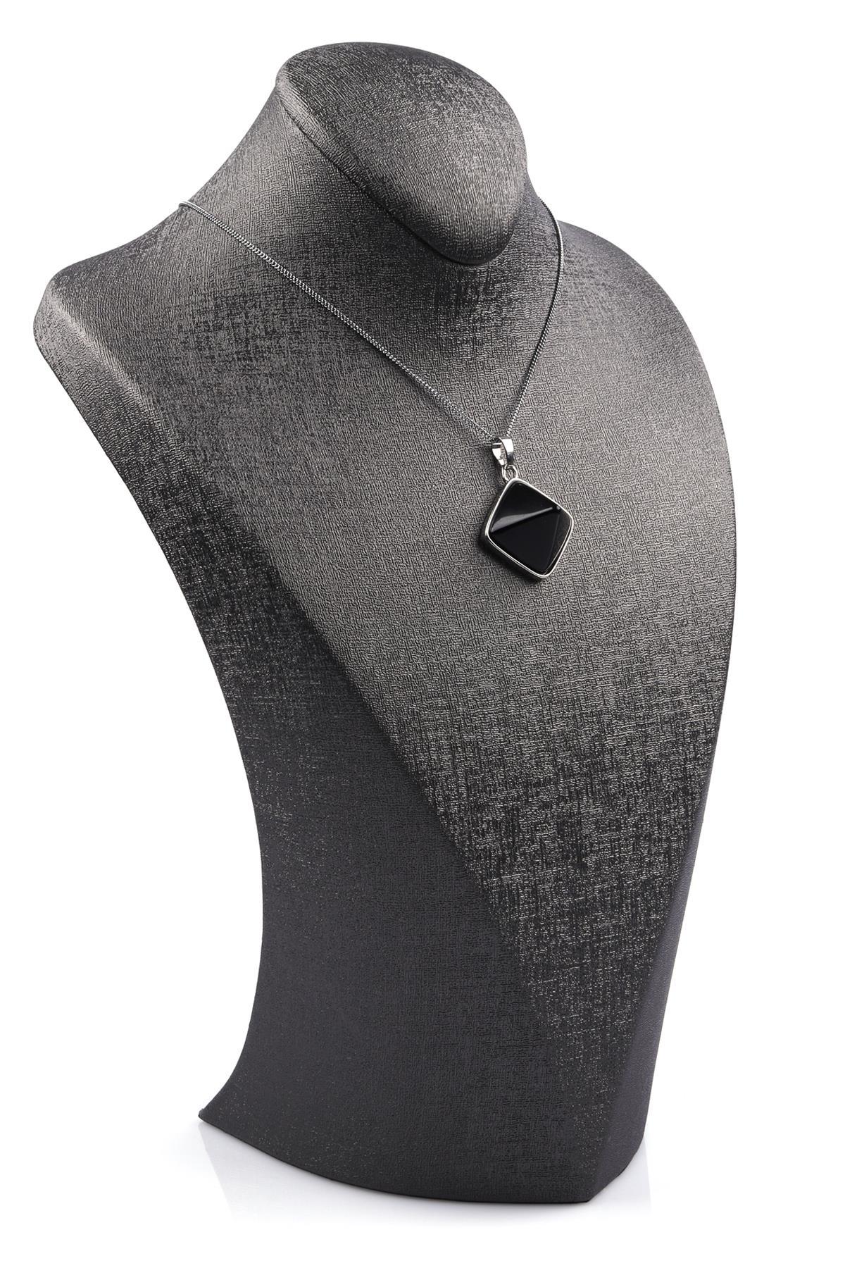 Obsidyen Doğal Taş Piramit Model Kolye