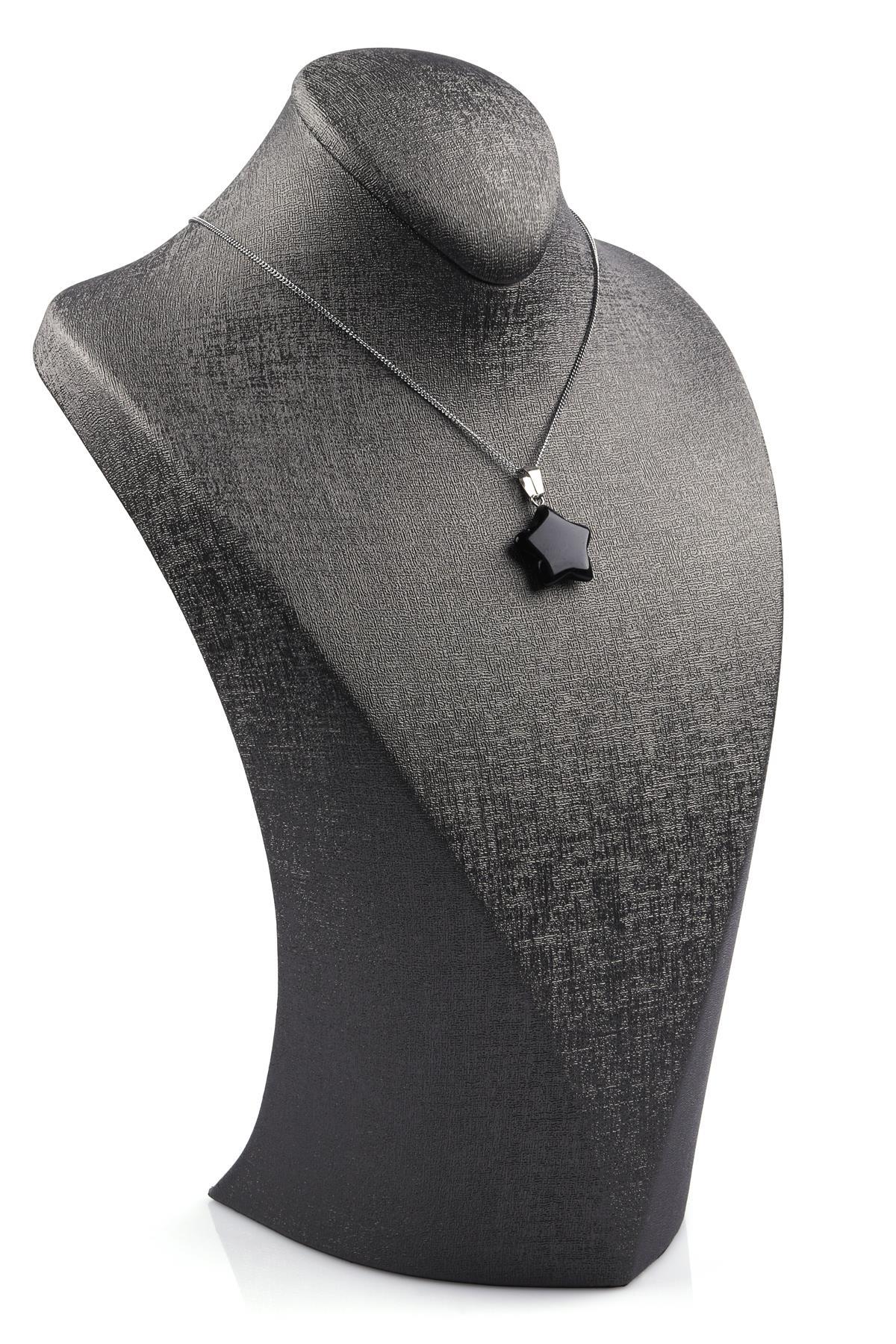 Obsidyen Doğal Taş Yıldız Model Kolye