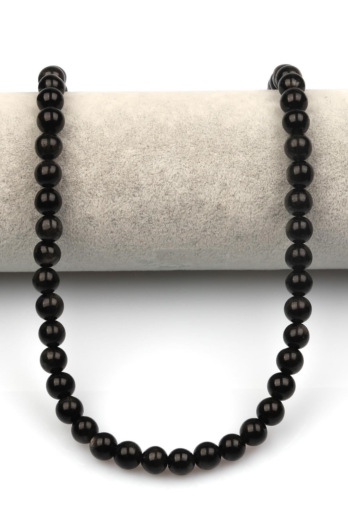 Obsidyen Doğaltaş Dizi 8 mm Küre Kesim