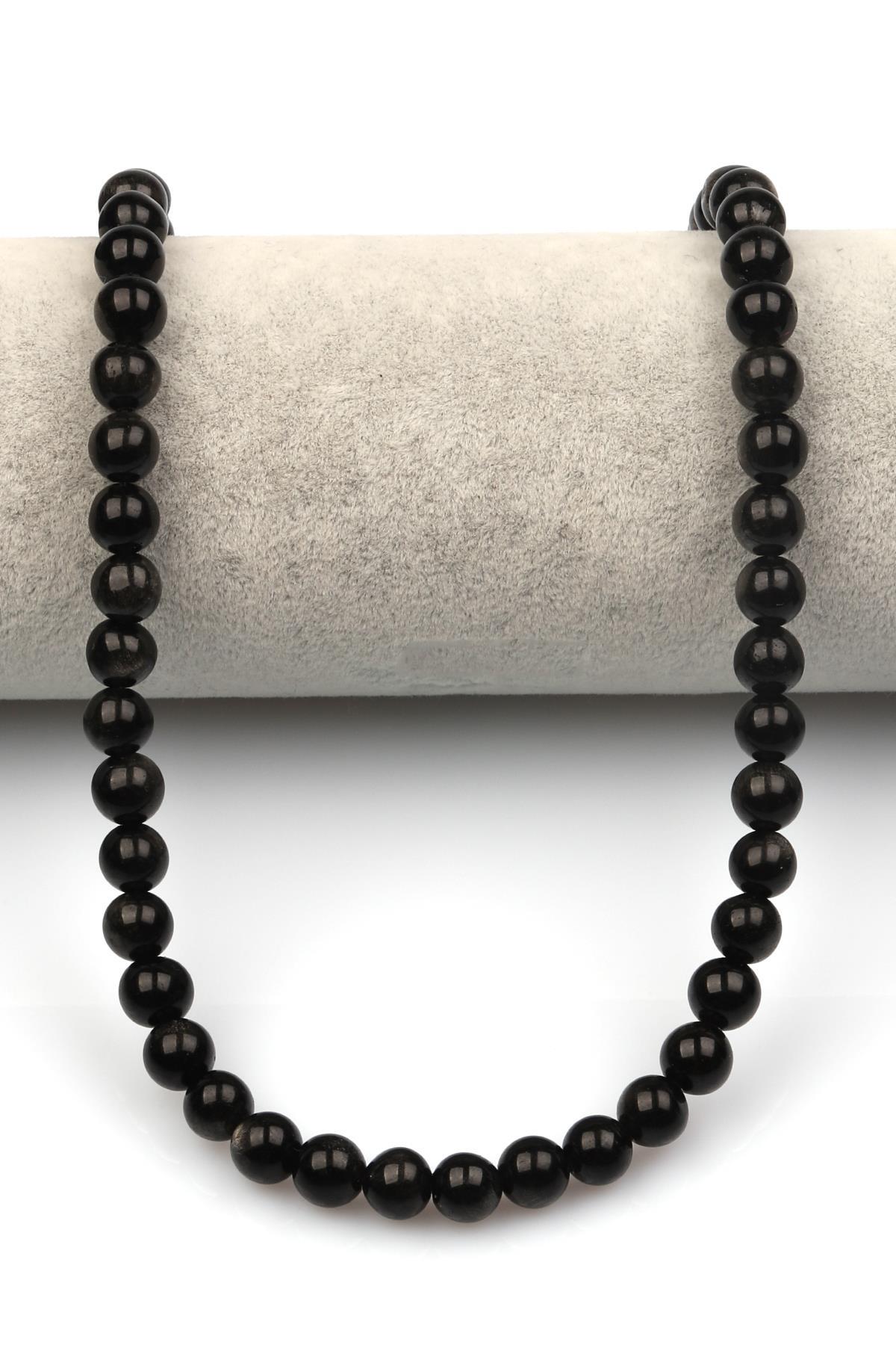 Obsidyen Doğaltaş Dizi 8 mm Küre Kesim