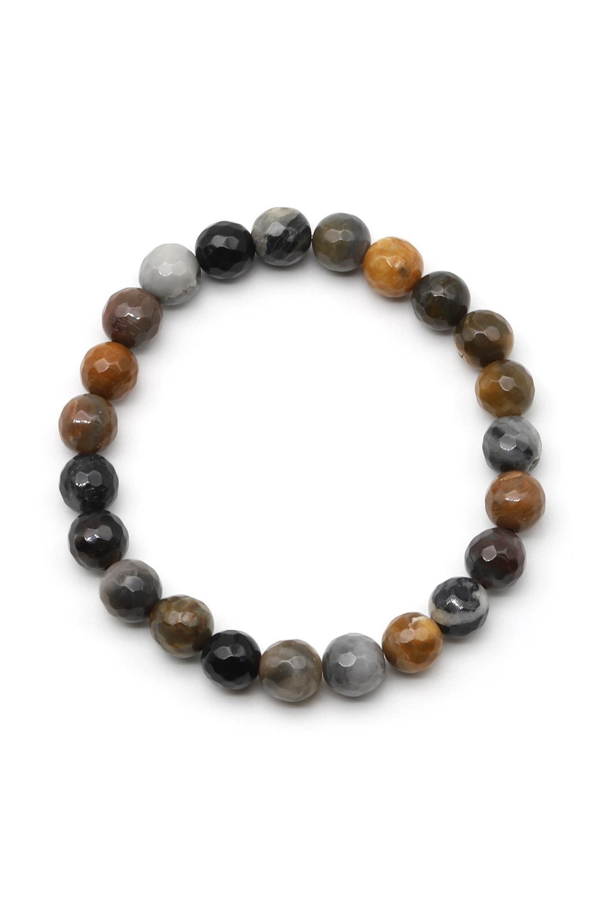 Ocean Jasper Doğal Taş Bileklik 8 mm Fasetli Küre Kesim