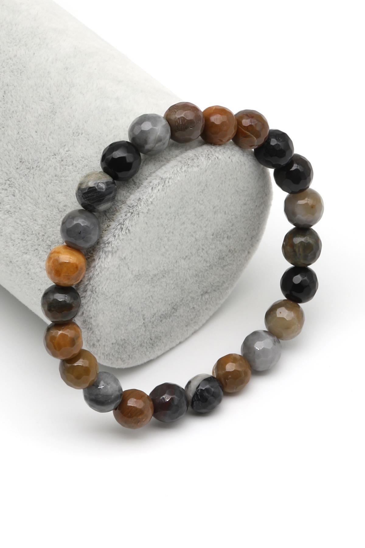 Ocean Jasper Doğal Taş Bileklik 8 mm Fasetli Küre Kesim