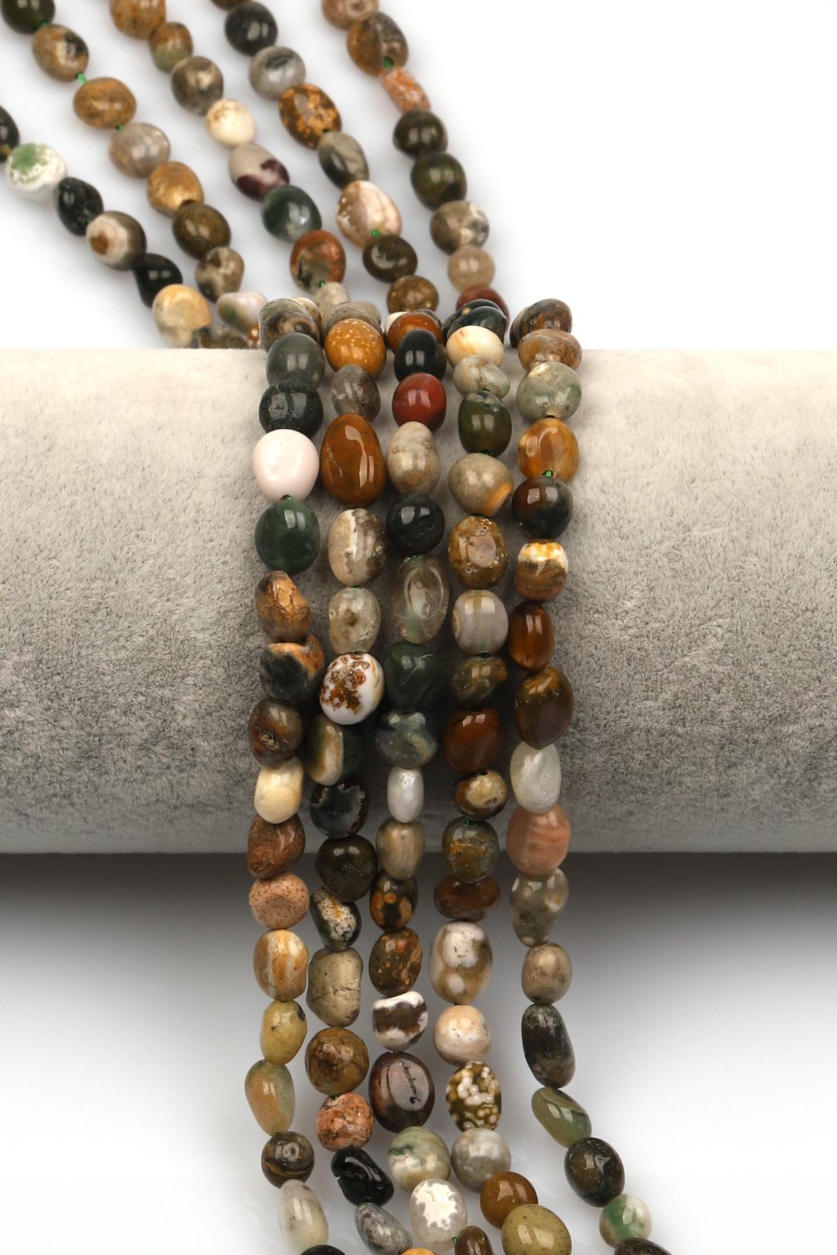 Ocean Jasper Doğal Taş Dizi 5 x 8 mm Mercimek Kesim