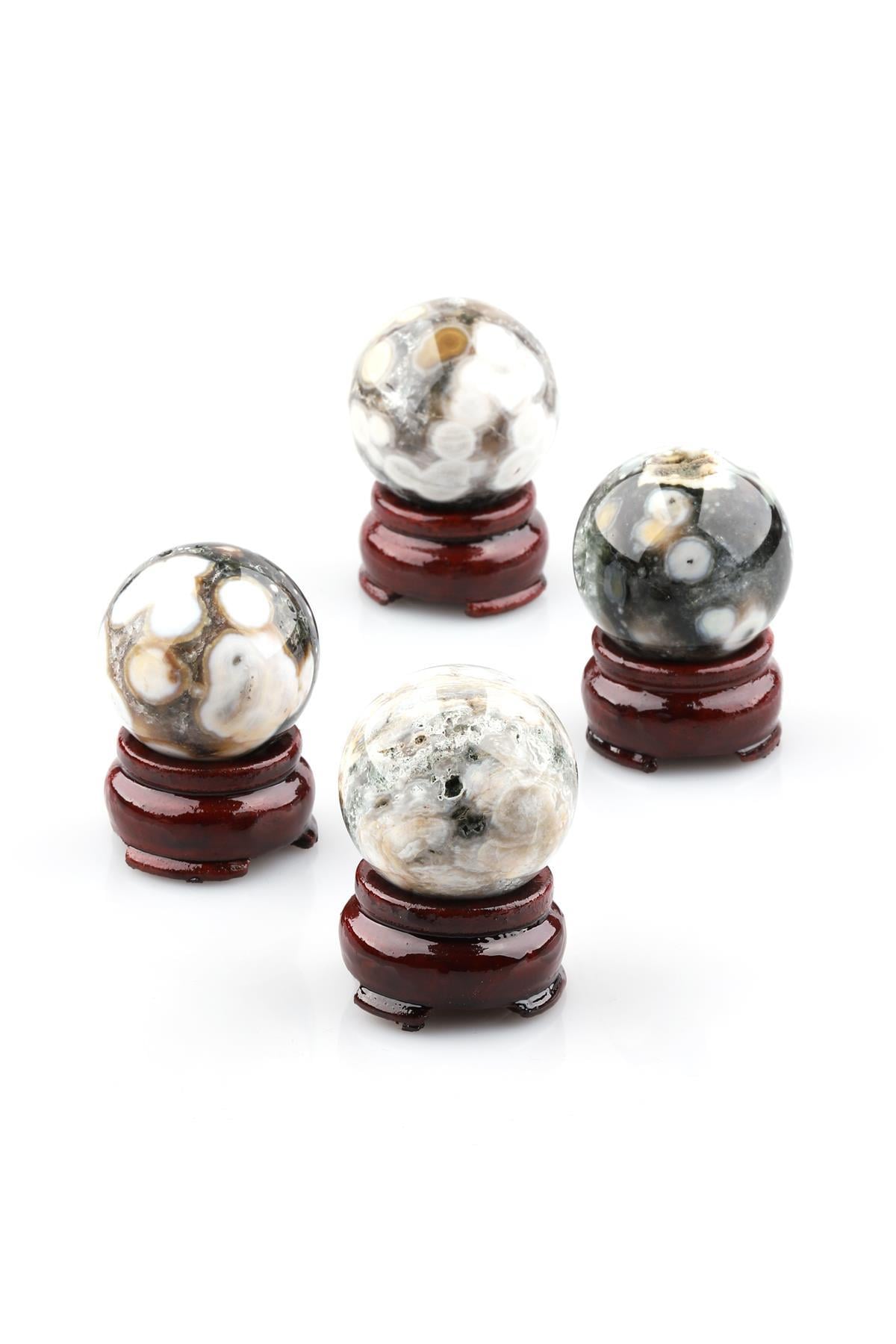 Ocean Jasper Doğal Taş Standlı Küre