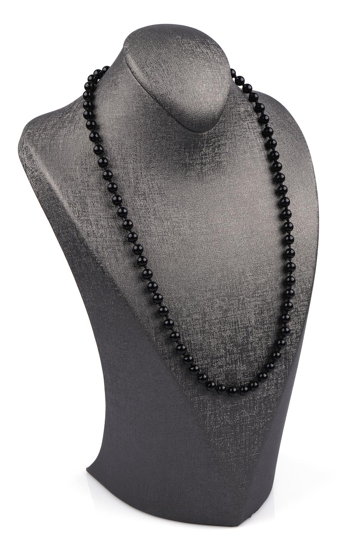 Oniks Doğal Taş 6 mm Düğümlü Kolye