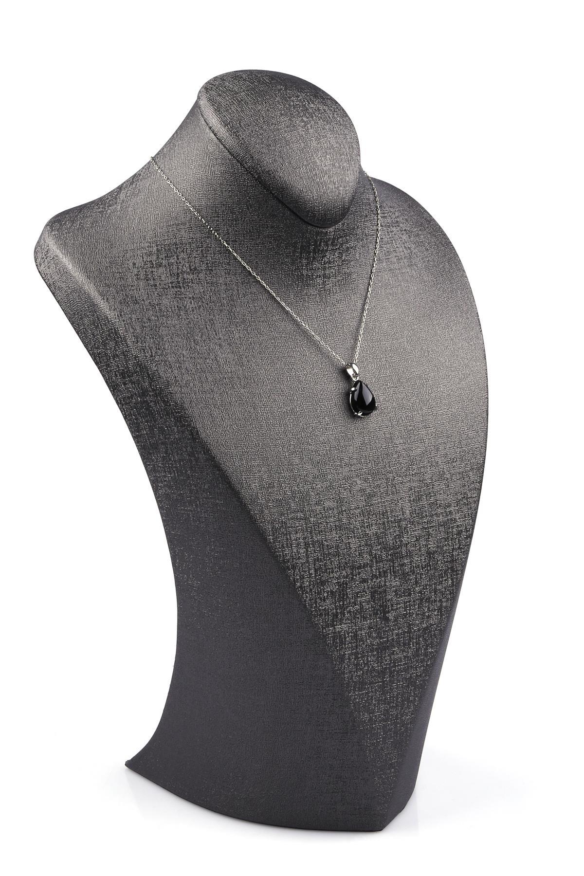 Oniks Doğal Taş 925 Ayar Gümüş Kolye