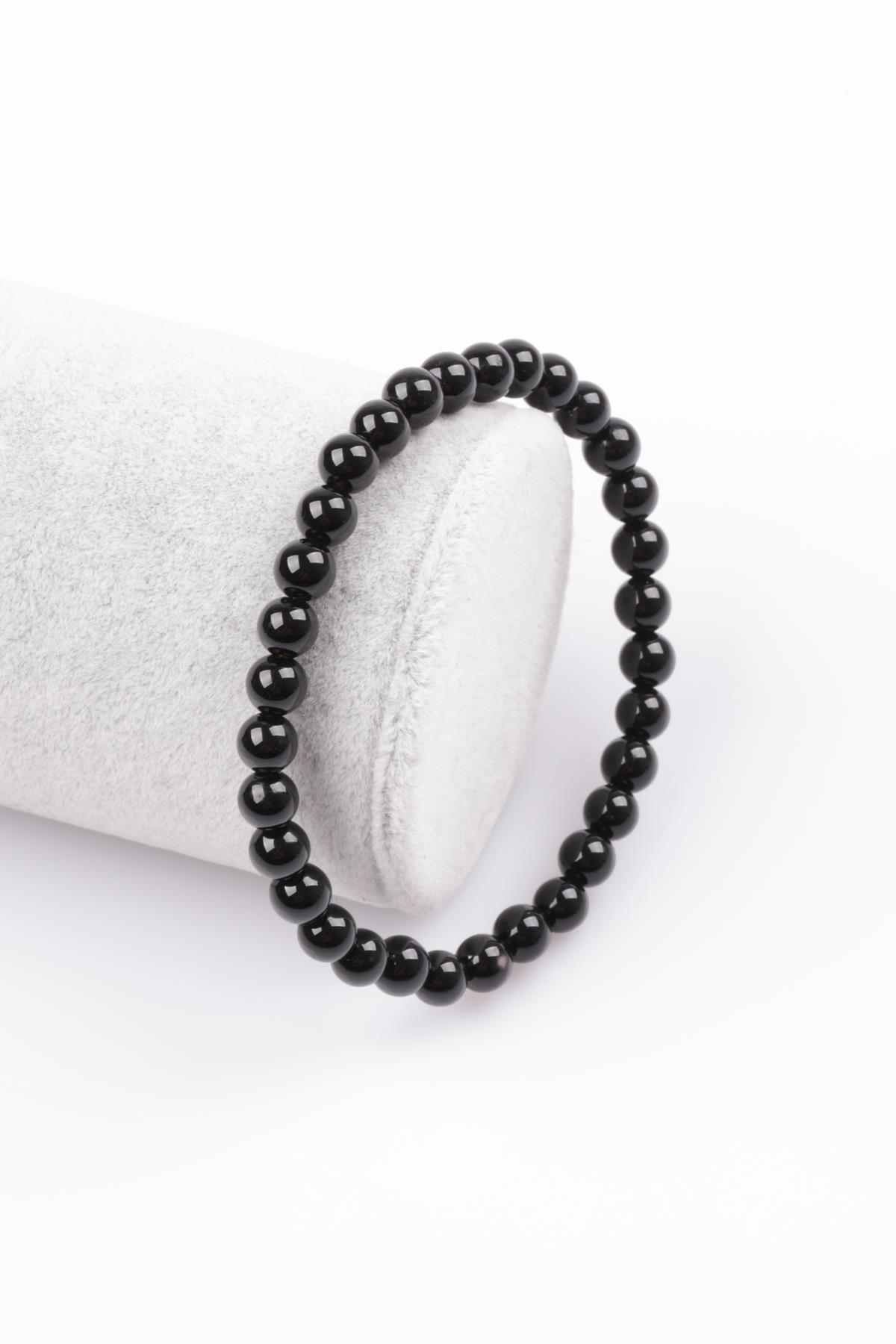 Oniks Doğal Taş Bileklik 6 mm Küre Kesim