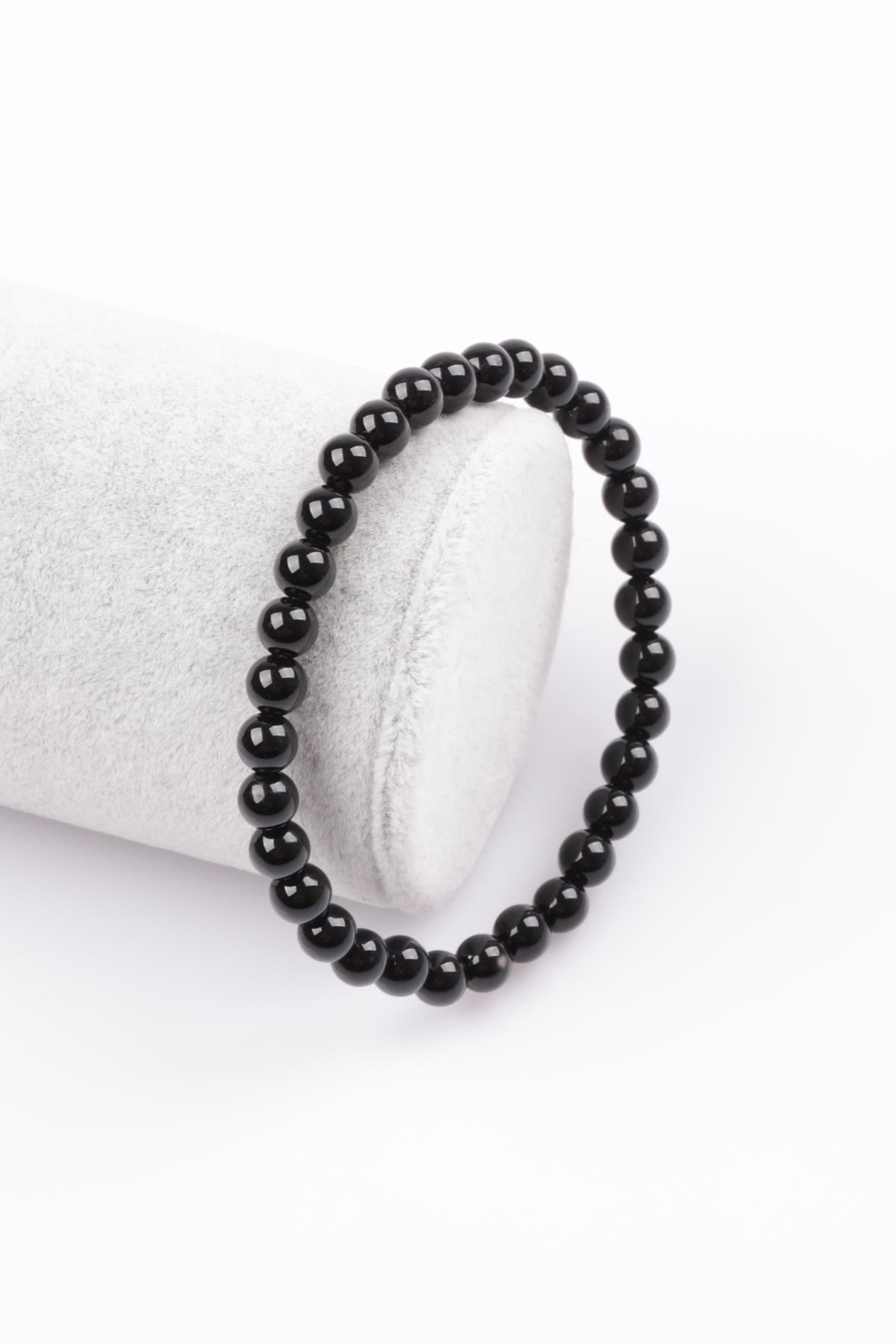 Oniks Doğal Taş Bileklik 6 mm Küre Kesim