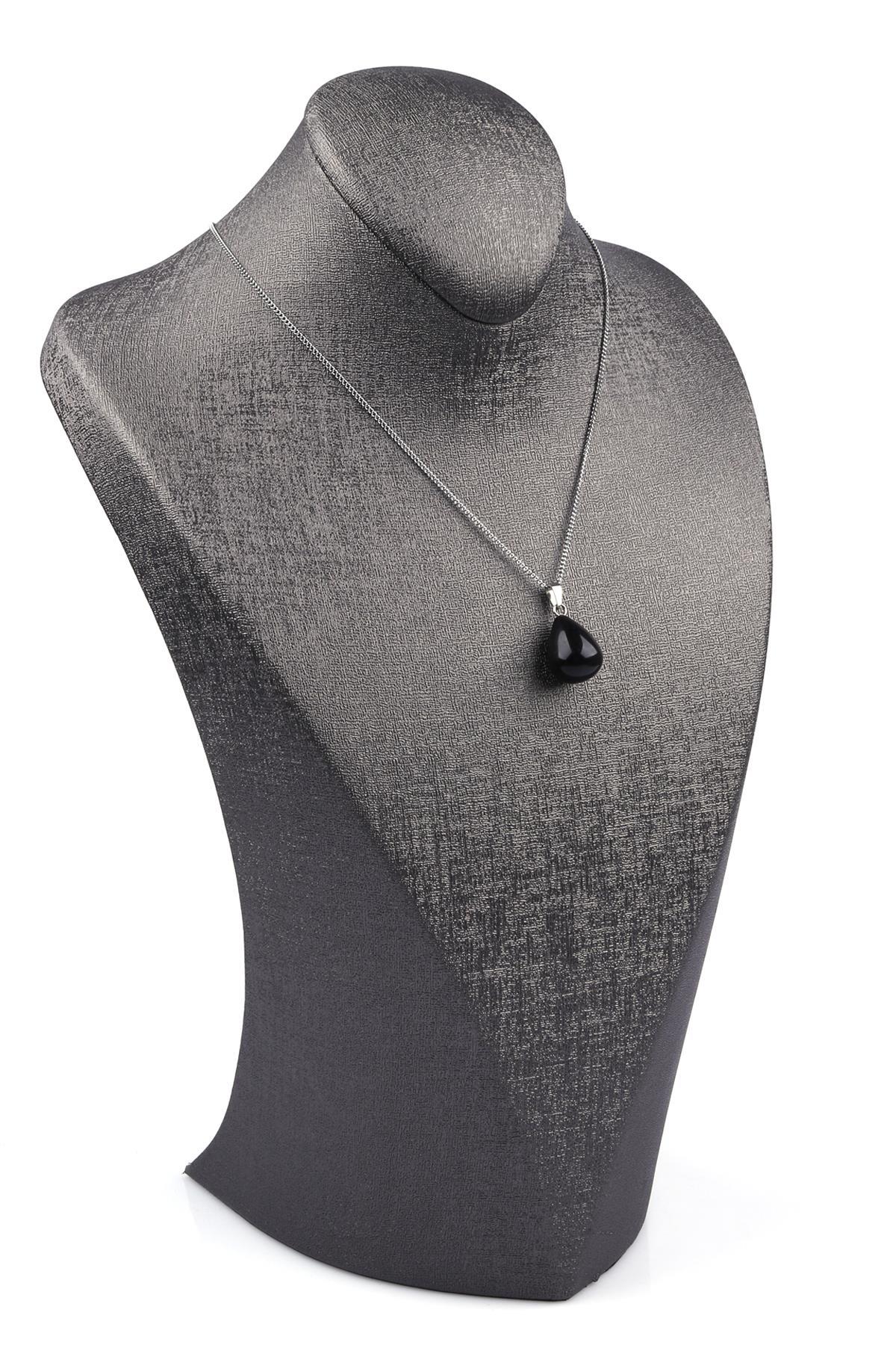 Oniks Doğal Taş Damla Model Kolye