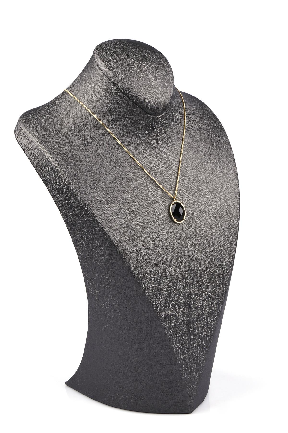 Oniks Doğal Taş Gold Renkli Kolye