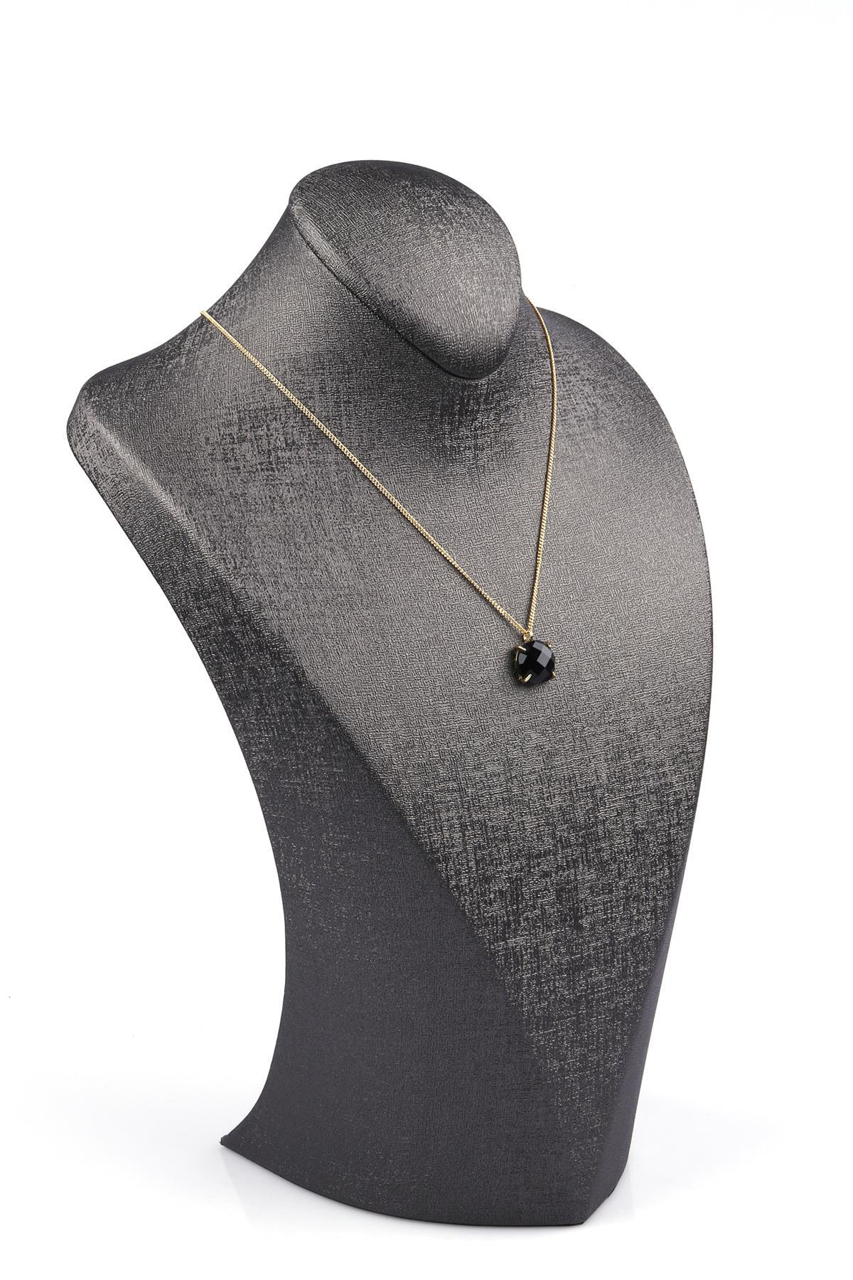 Oniks Doğal Taş Gold Renkli Kolye