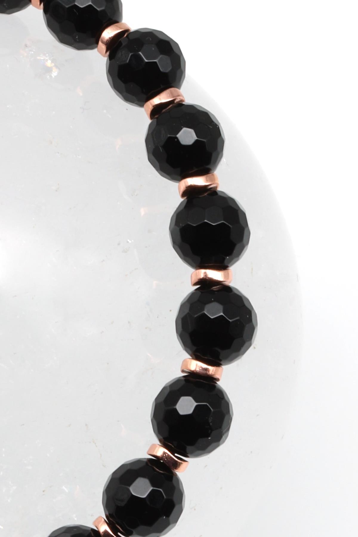 Oniks Doğal Taş Makrome Örme Bileklik Fasetli Kesim