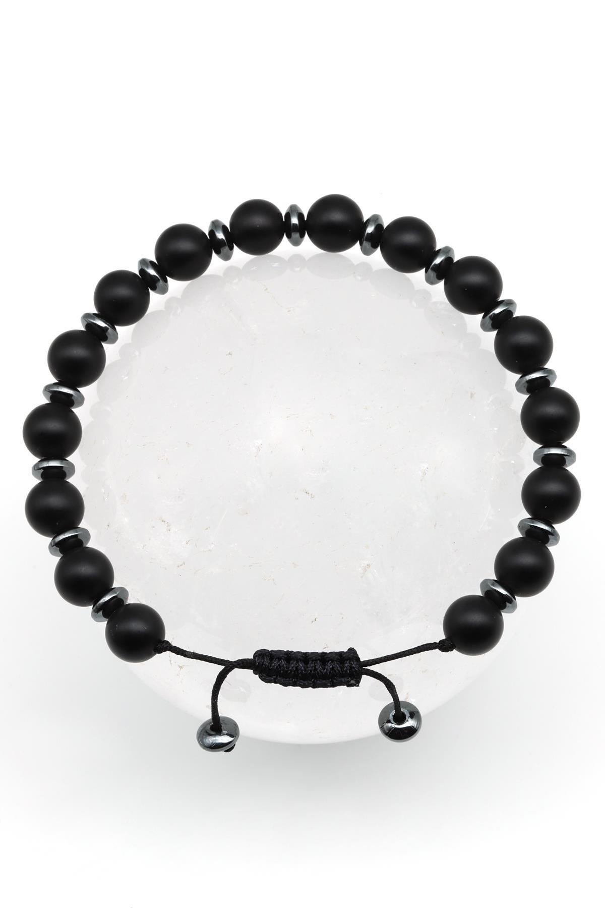 Oniks Doğal Taş Makrome Örme Bileklik