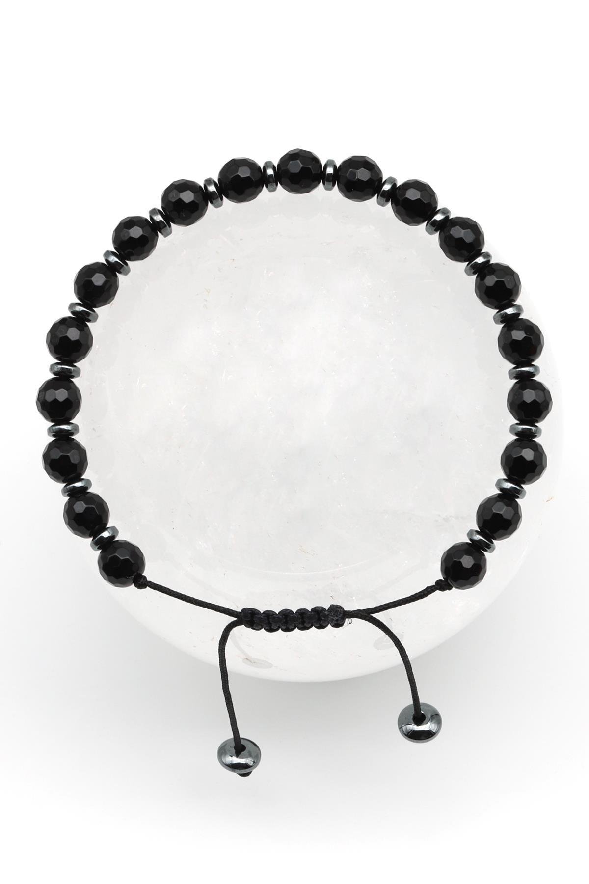 Oniks Doğal Taş Makrome Örme Bileklik