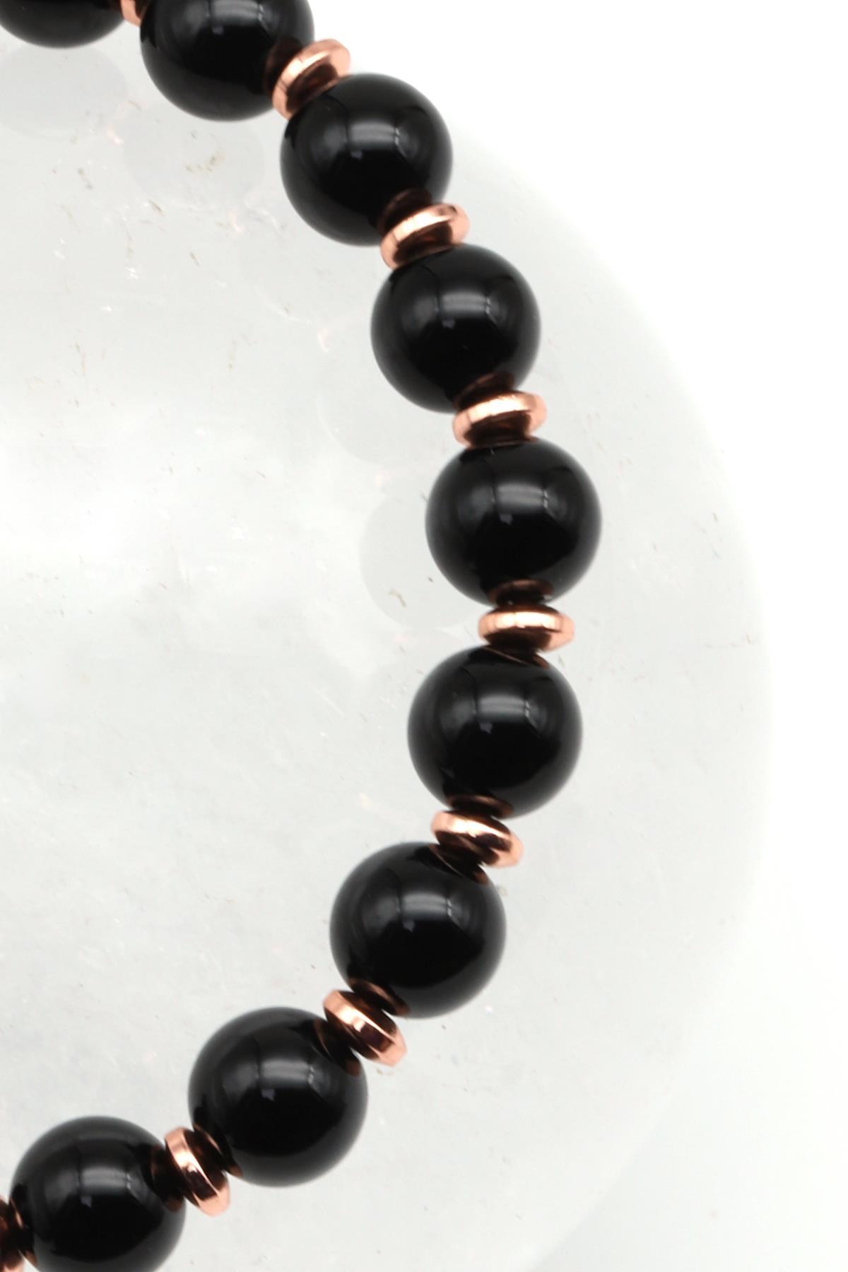 Oniks - Hematit Doğal Taş Makrome Örme Bileklik