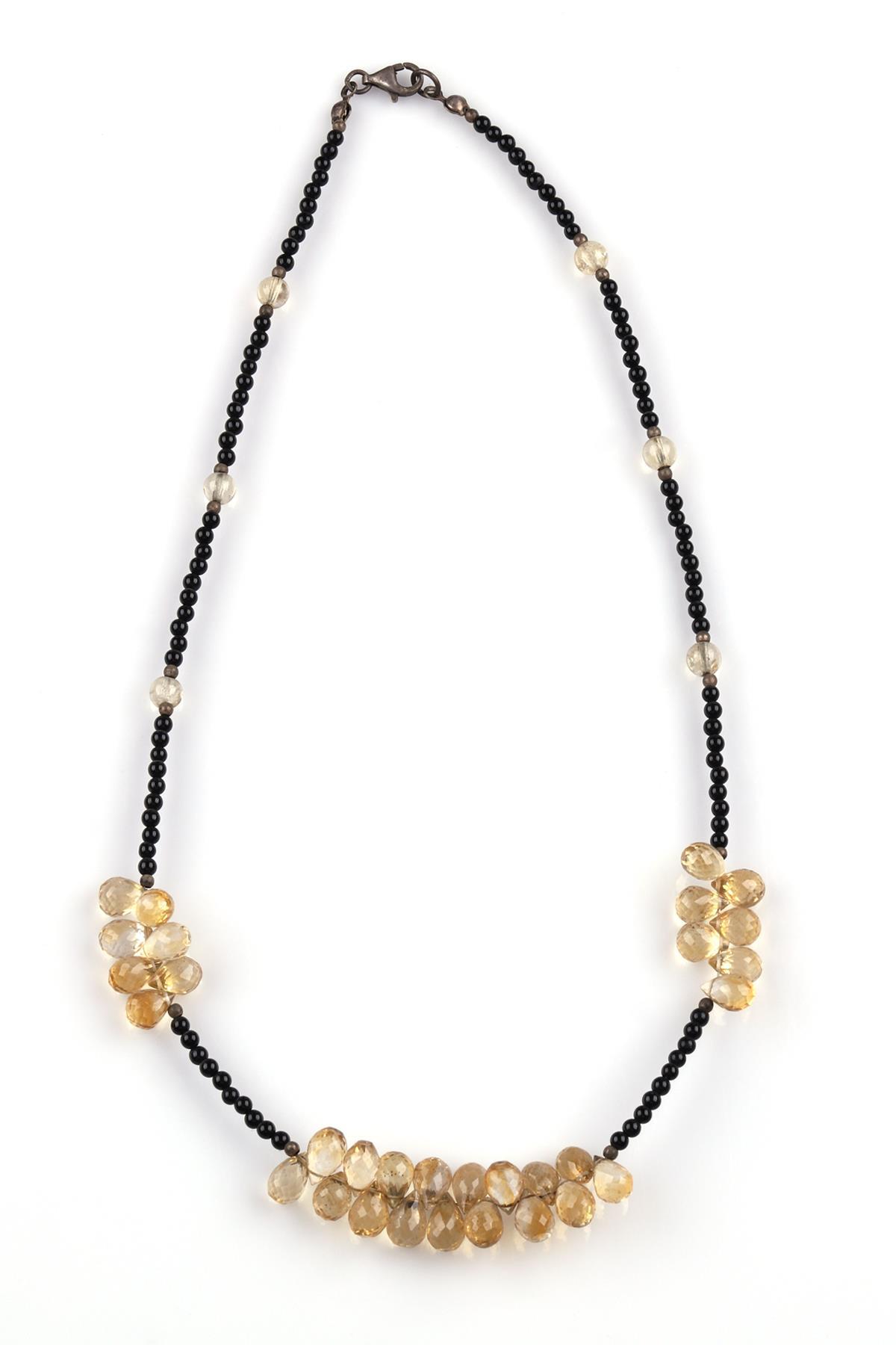 Oniks - Sitrin Doğal Taş Tasarım Kolye