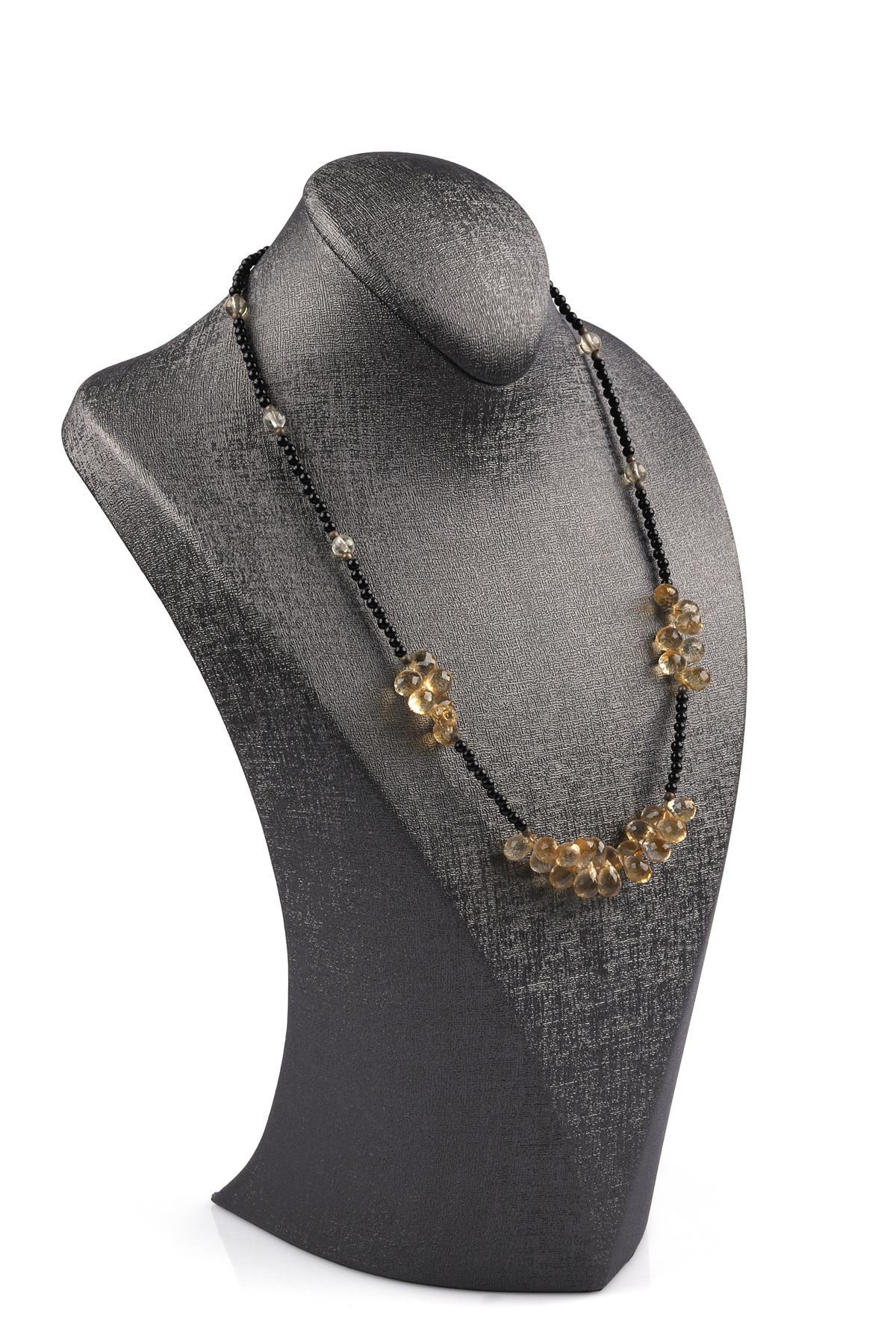 Oniks - Sitrin Doğal Taş Tasarım Kolye