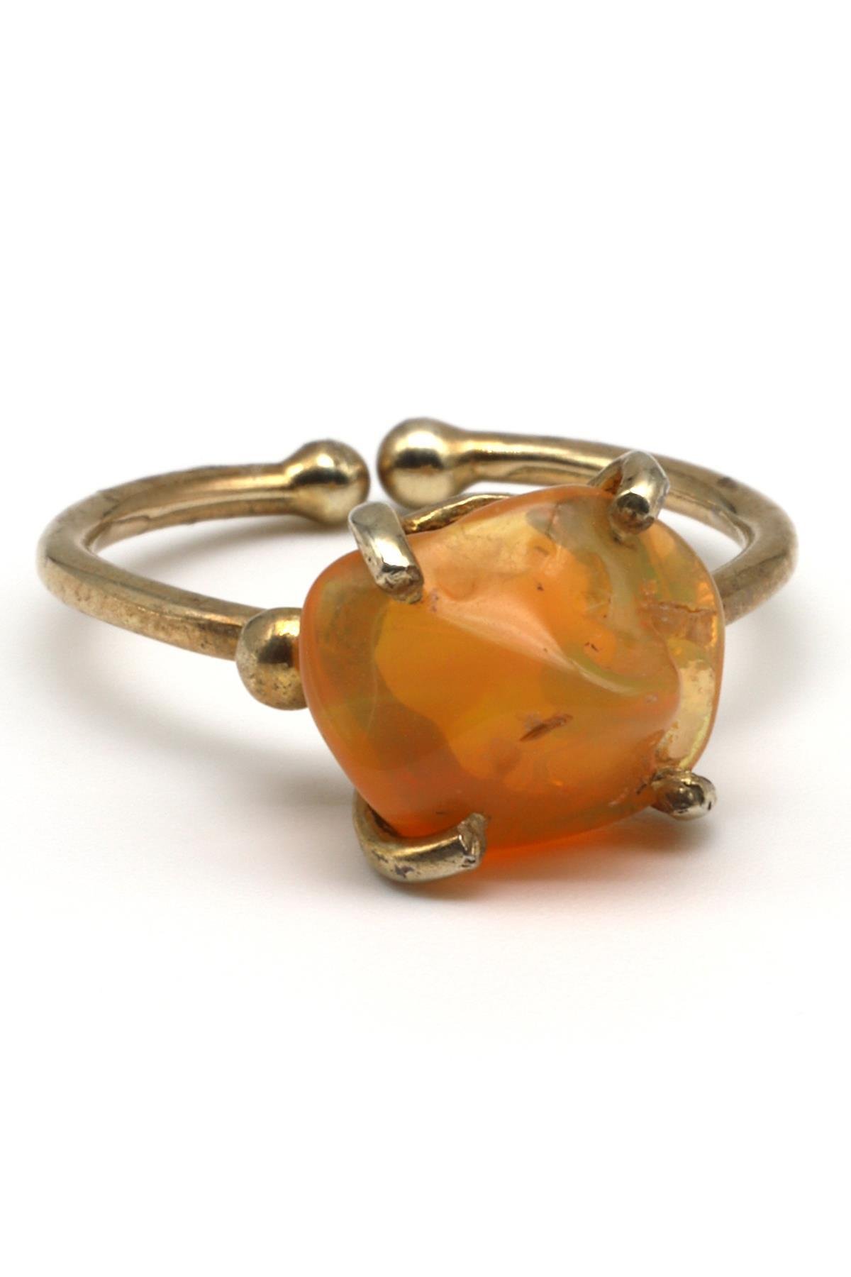 Opal Doğal Taş 925 Ayar Gümüş Ayarlanabilir Yüzük