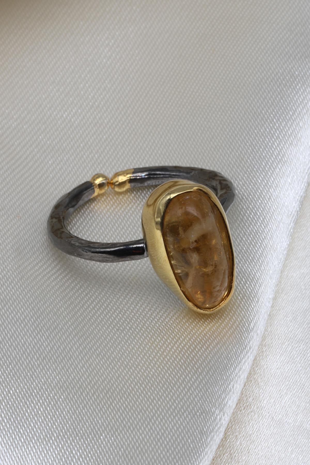 Opal Doğal Taş 925 Ayar Gümüş Ayarlanabilir Yüzük