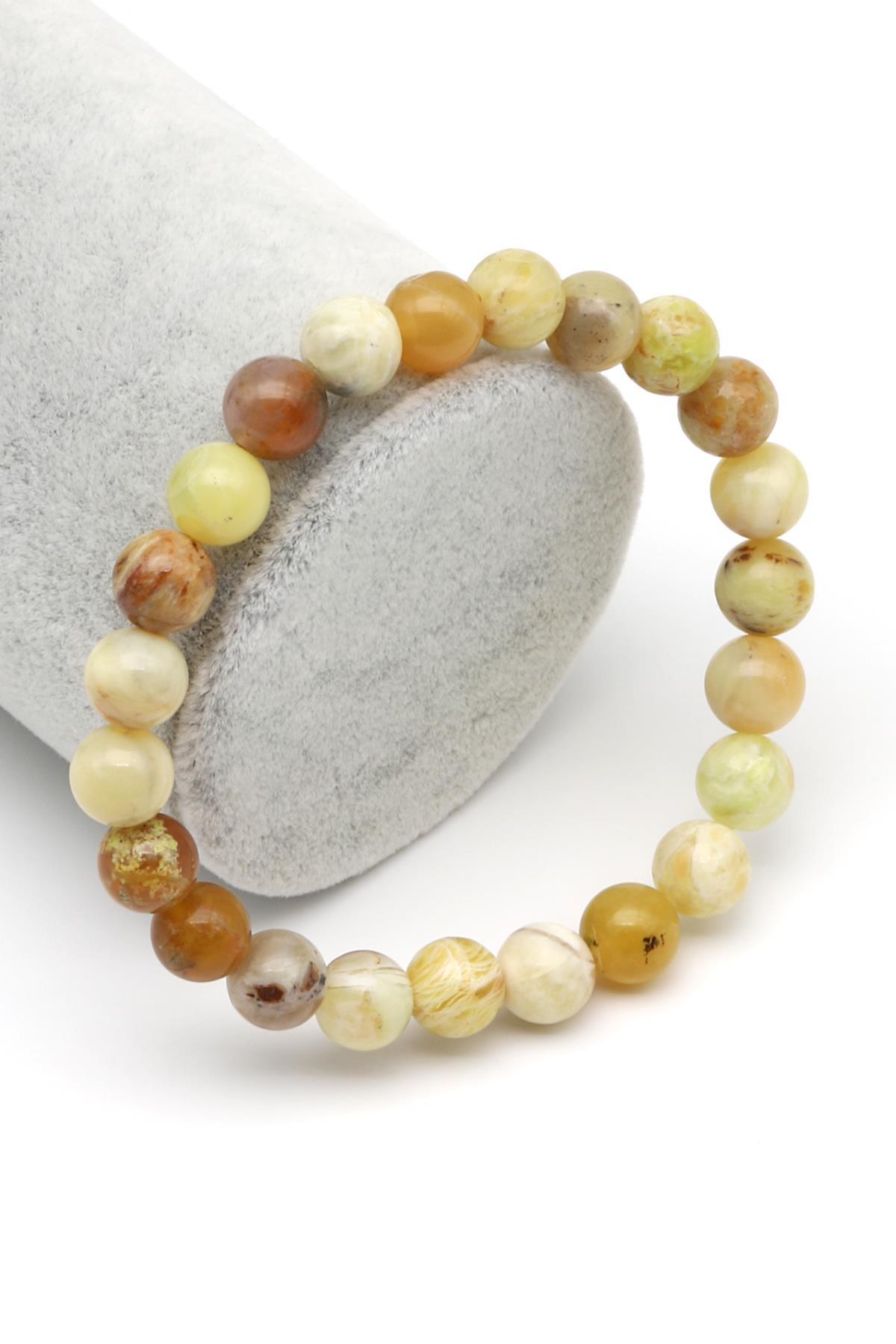 Opal Doğal Taş Bileklik 8 mm Küre Kesim