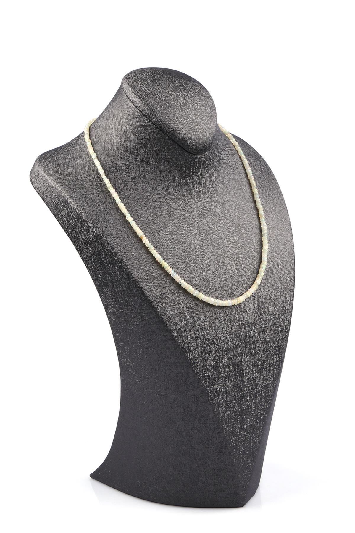 Opal Doğal Taş Kolye Rondel Kesim