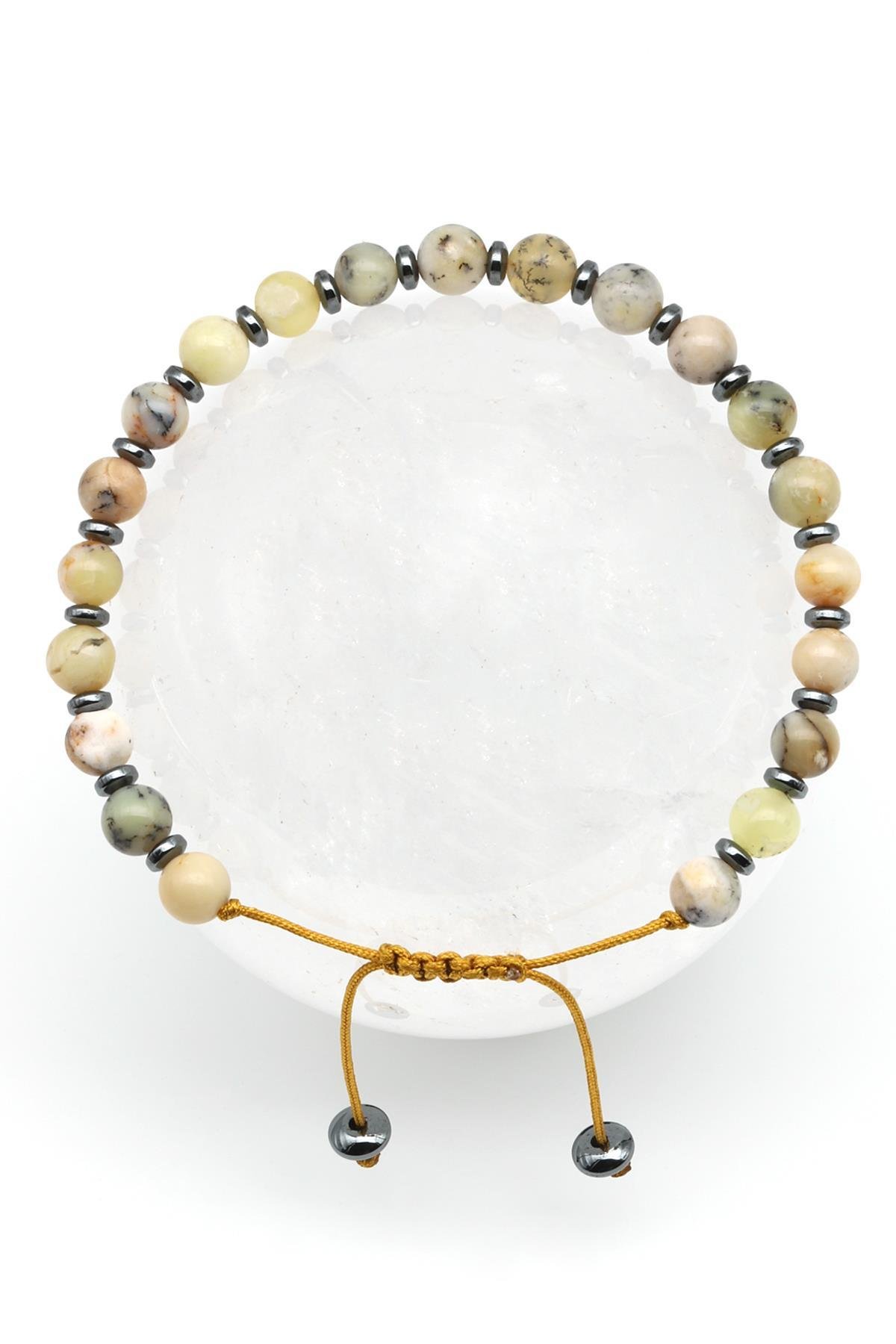 Opal Doğal Taş Makrome Örme Bileklik