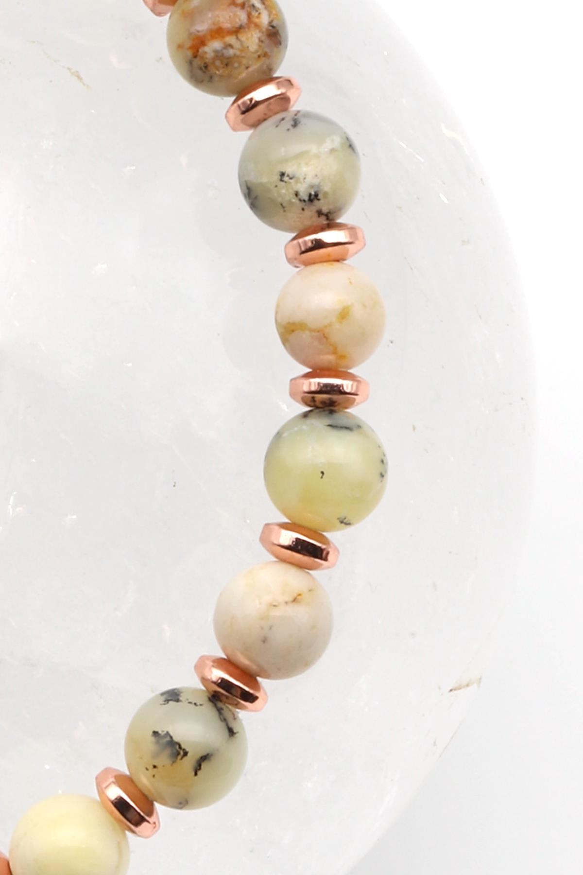 Opal Doğal Taş Makrome Örme Bileklik