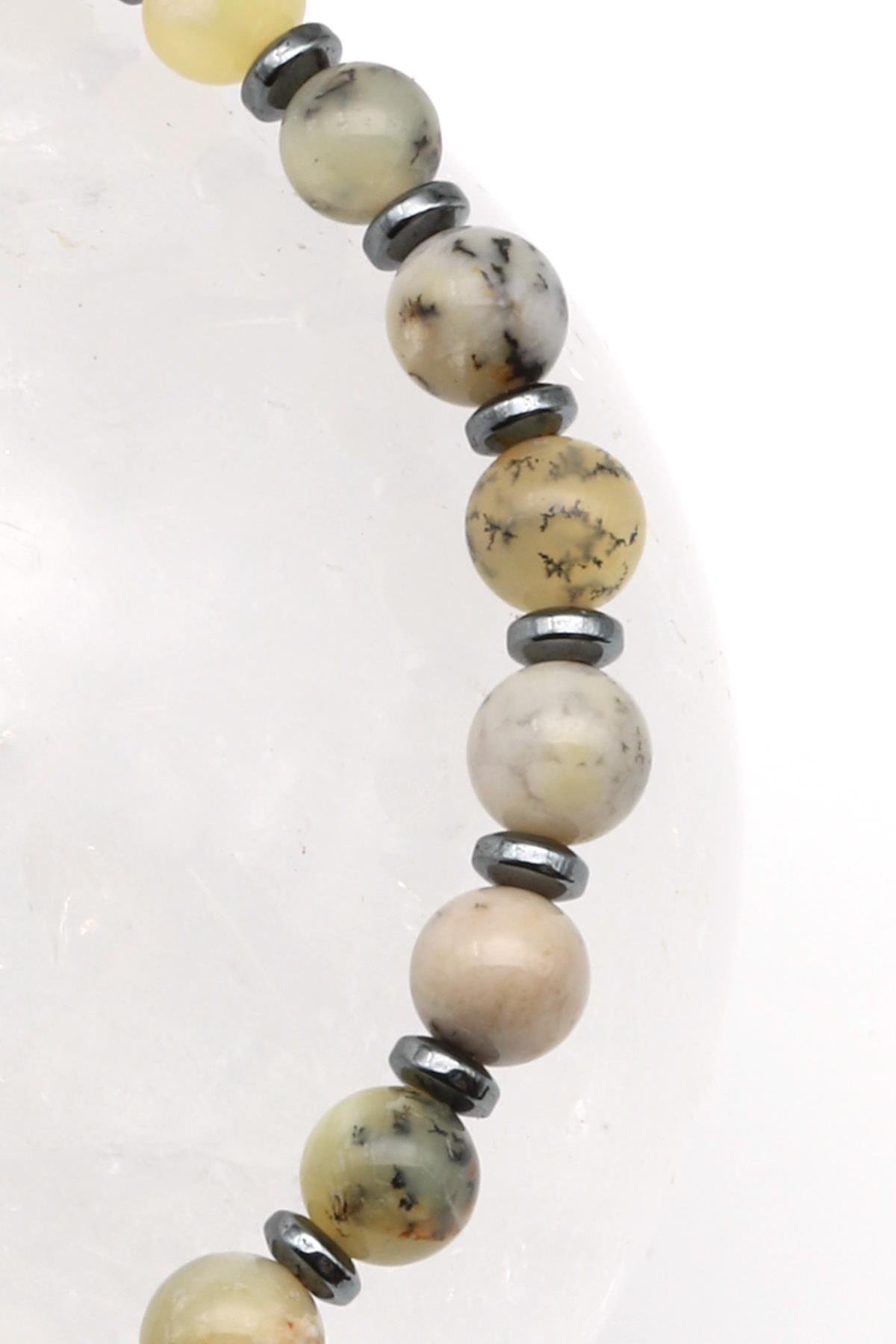 Opal Doğal Taş Makrome Örme Bileklik