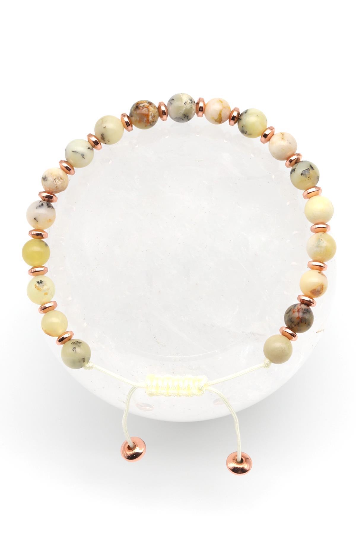 Opal Doğal Taş Makrome Örme Bileklik