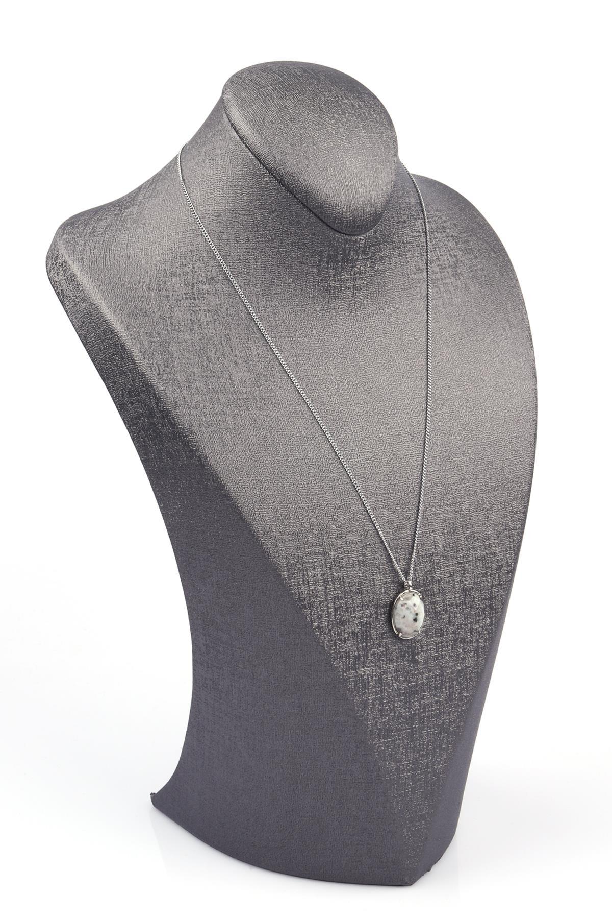 Opalit Doğal Taş Gümüş Renkli Kolye