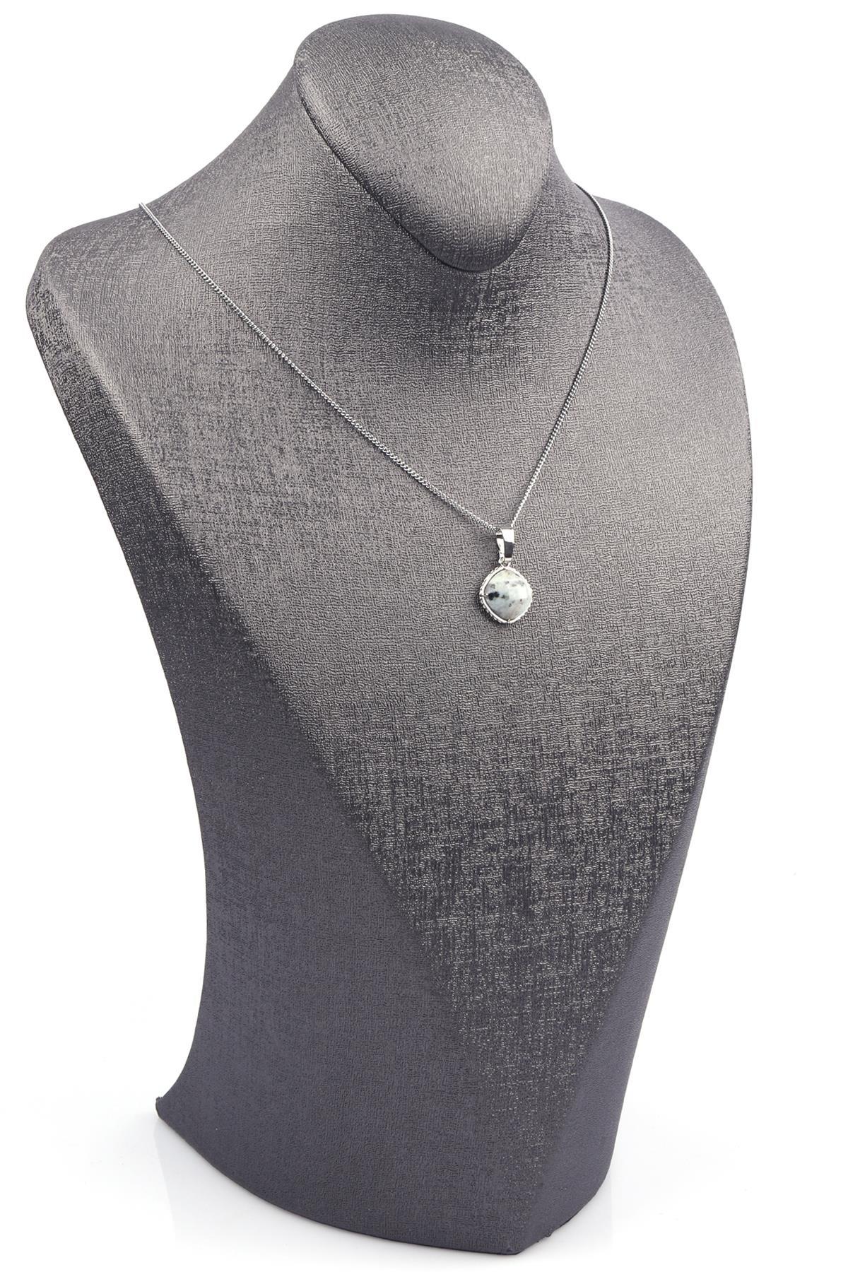 Opalit Doğal Taş Gümüş Renkli Kolye