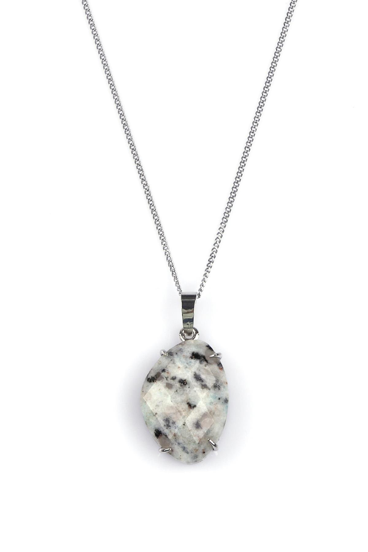 Opalit Doğal Taş Gümüş Renkli Kolye