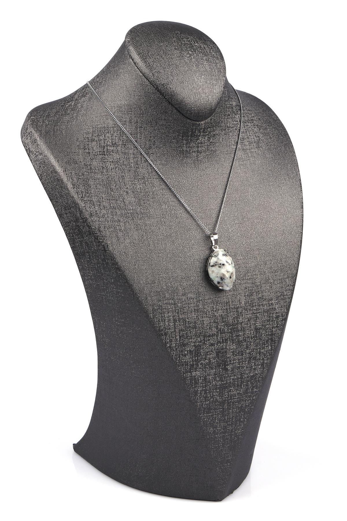 Opalit Doğal Taş Gümüş Renkli Kolye