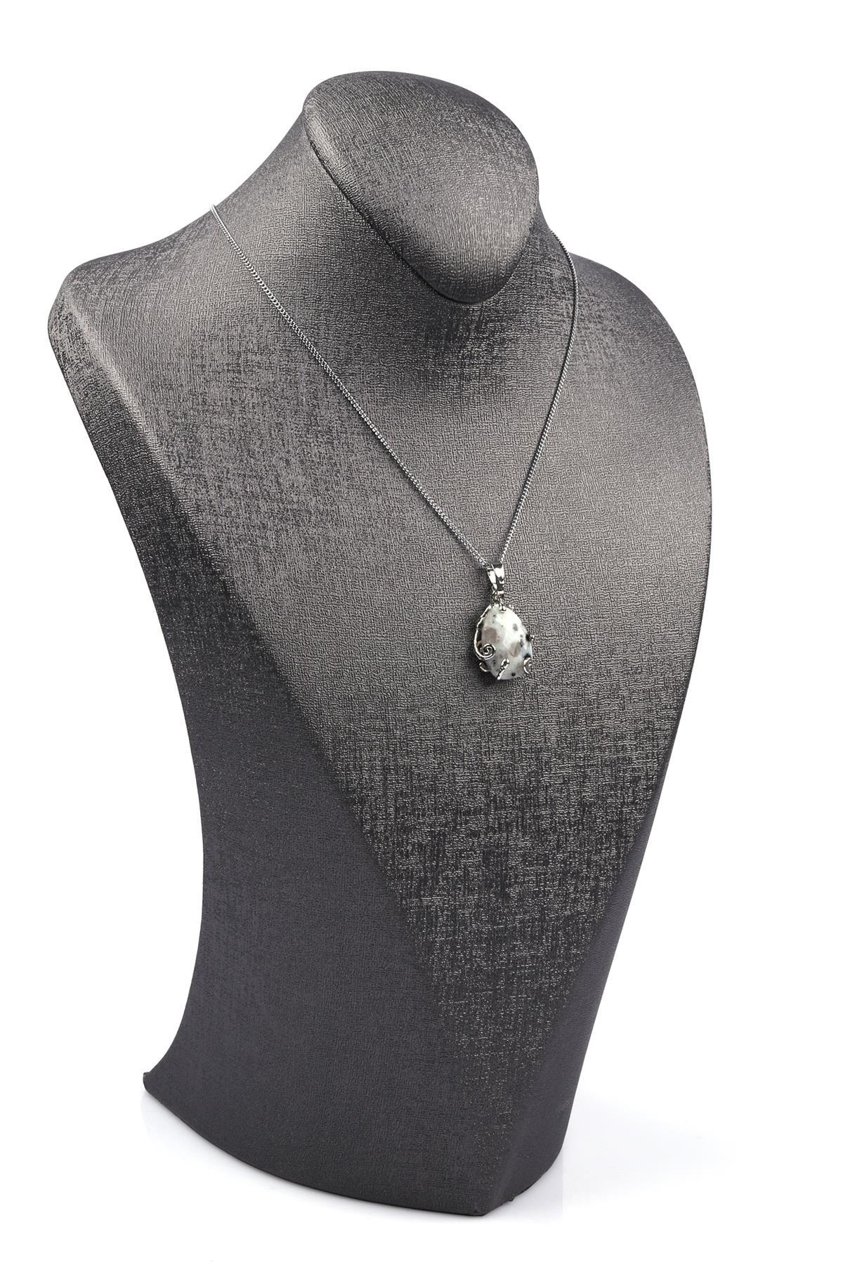 Opalit Doğal Taş Gümüş Renkli Kolye