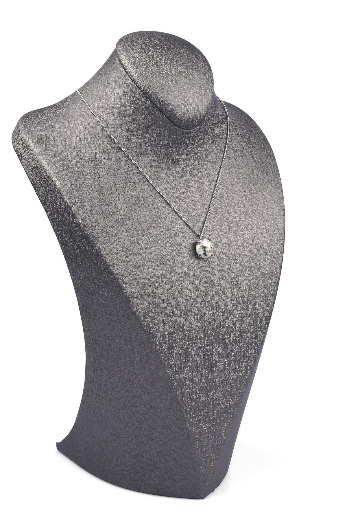 Opalit Doğal Taş Gümüş Renkli Kolye