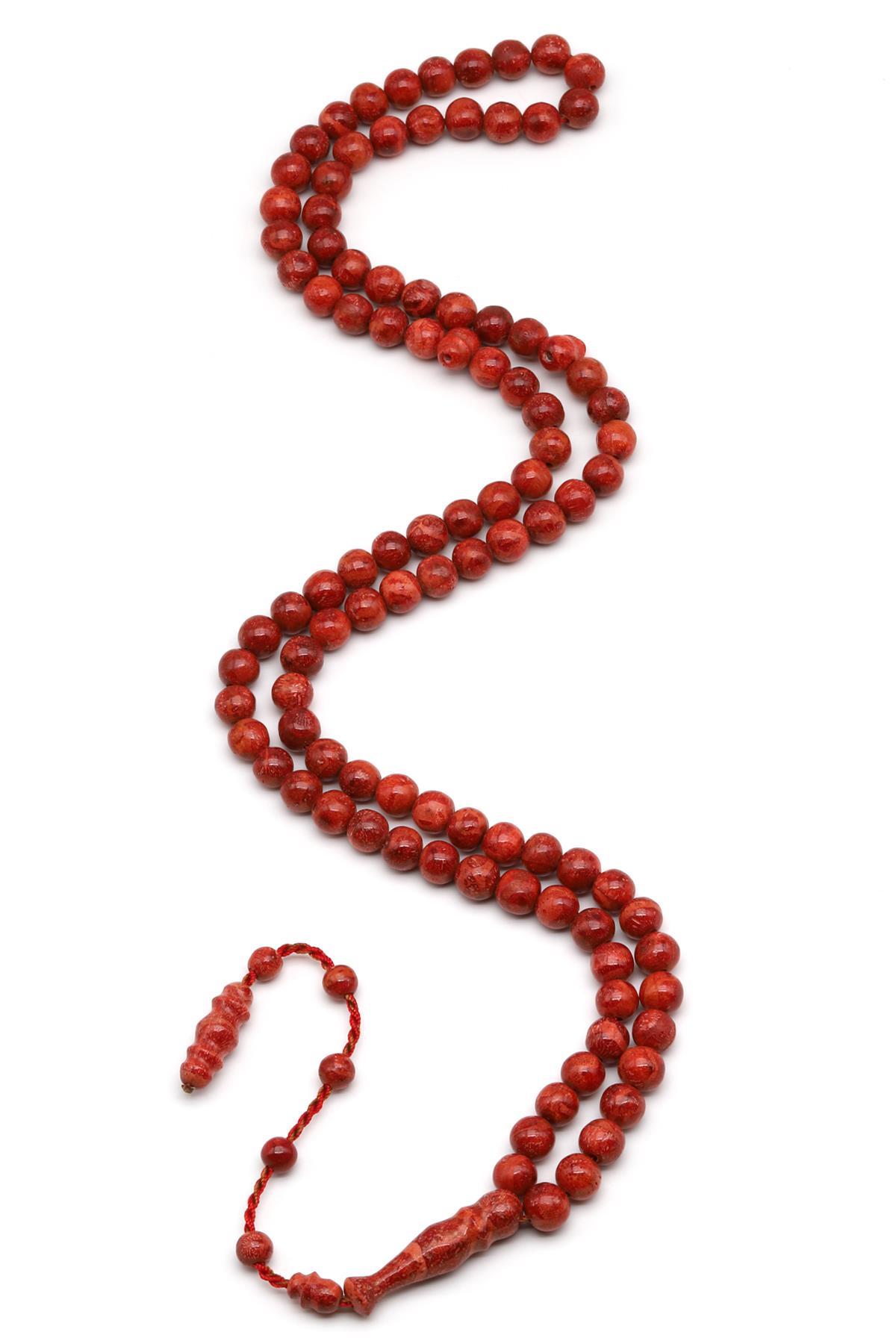 Orijinal Mercan Doğal Taş 99'lu Tesbih 7 mm Küre Kesim