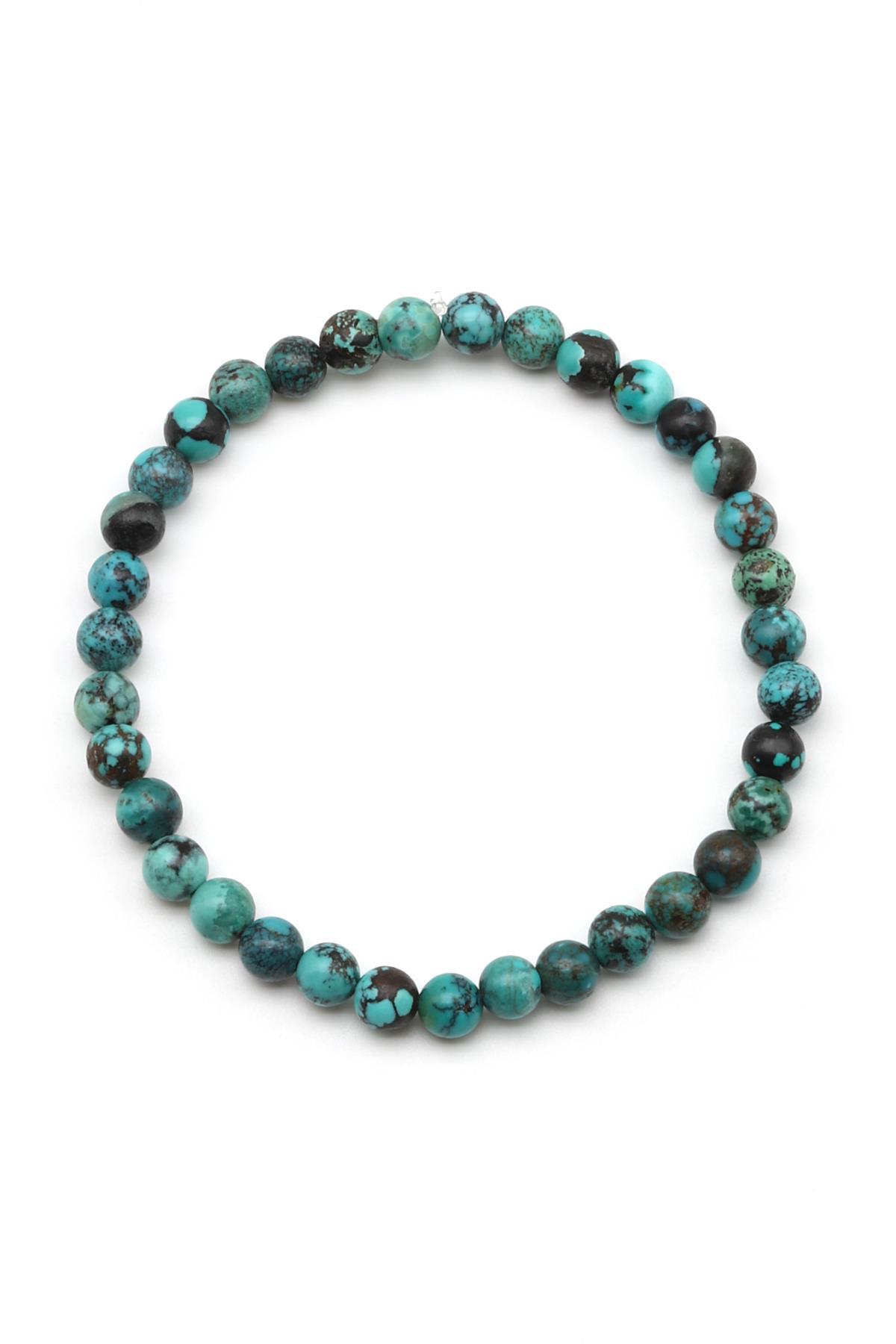 Orijinal Turkuaz Doğal Taş Bileklik 6 mm Küre Kesim