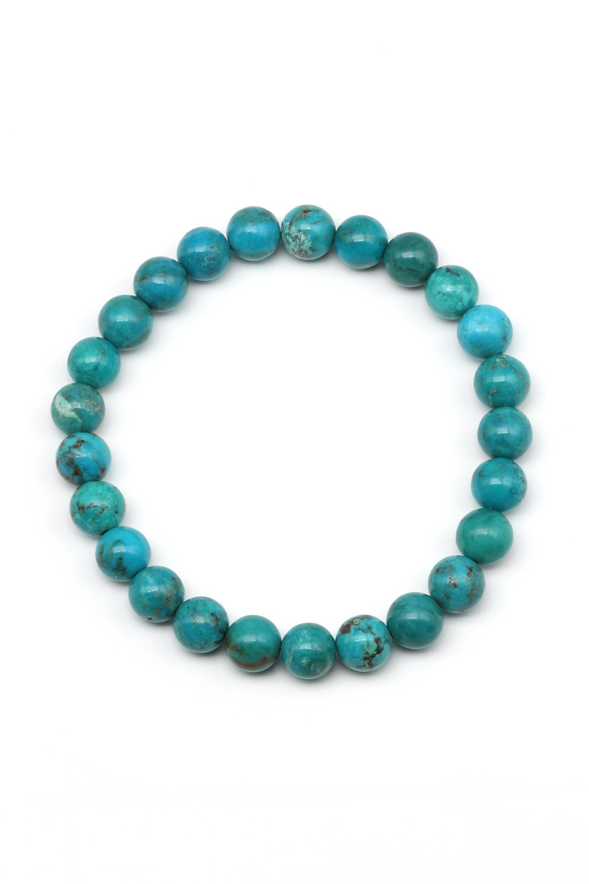 Orijinal Turkuaz Doğal Taş Bileklik 8 mm Küre Kesim