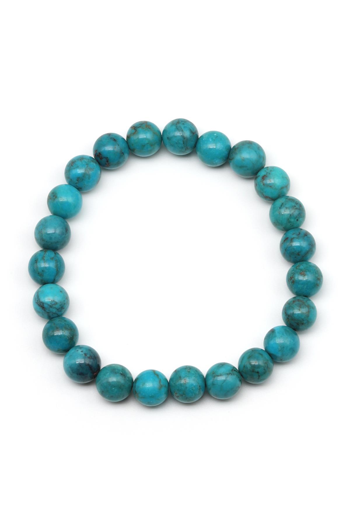 Orijinal Turkuaz Doğal Taş Bileklik 8 mm Küre Kesim