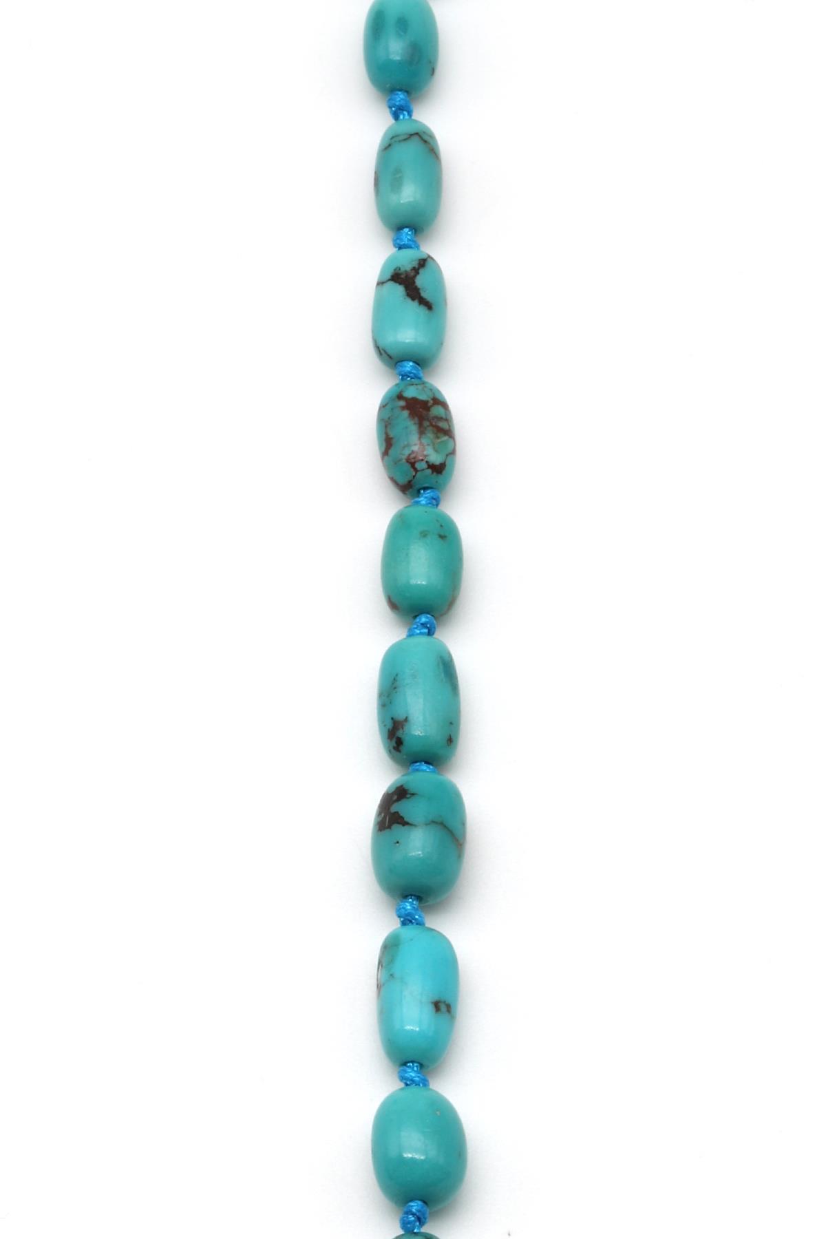 Orijinal Turkuaz Doğal Taş Gümüş Bileklik 5 x 8 mm Özel Kesim