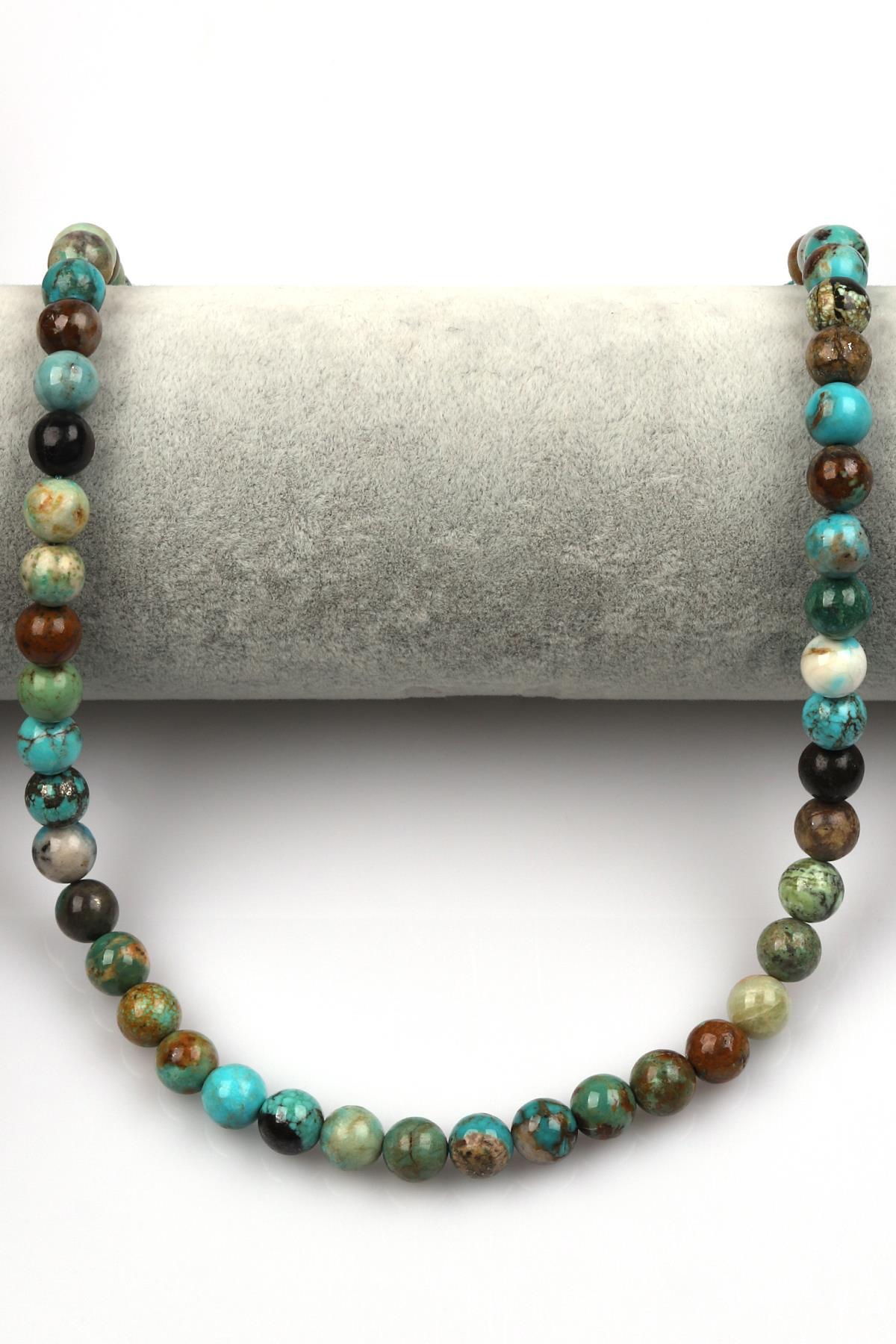 Orjinal Turkuaz Doğal Taş Dizi 8 mm Küre Kesim