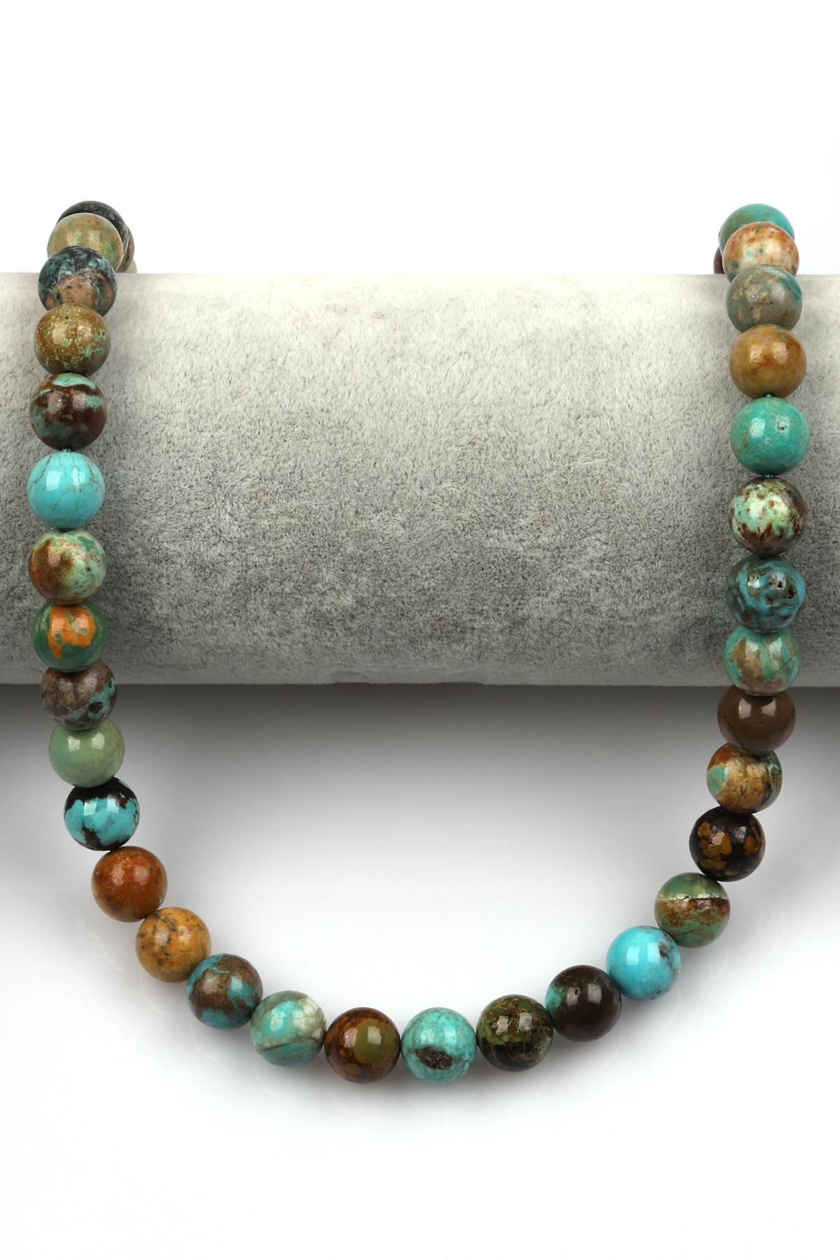 Orjinal Turkuaz Doğal Taş Dizi 9 mm Küre Kesim