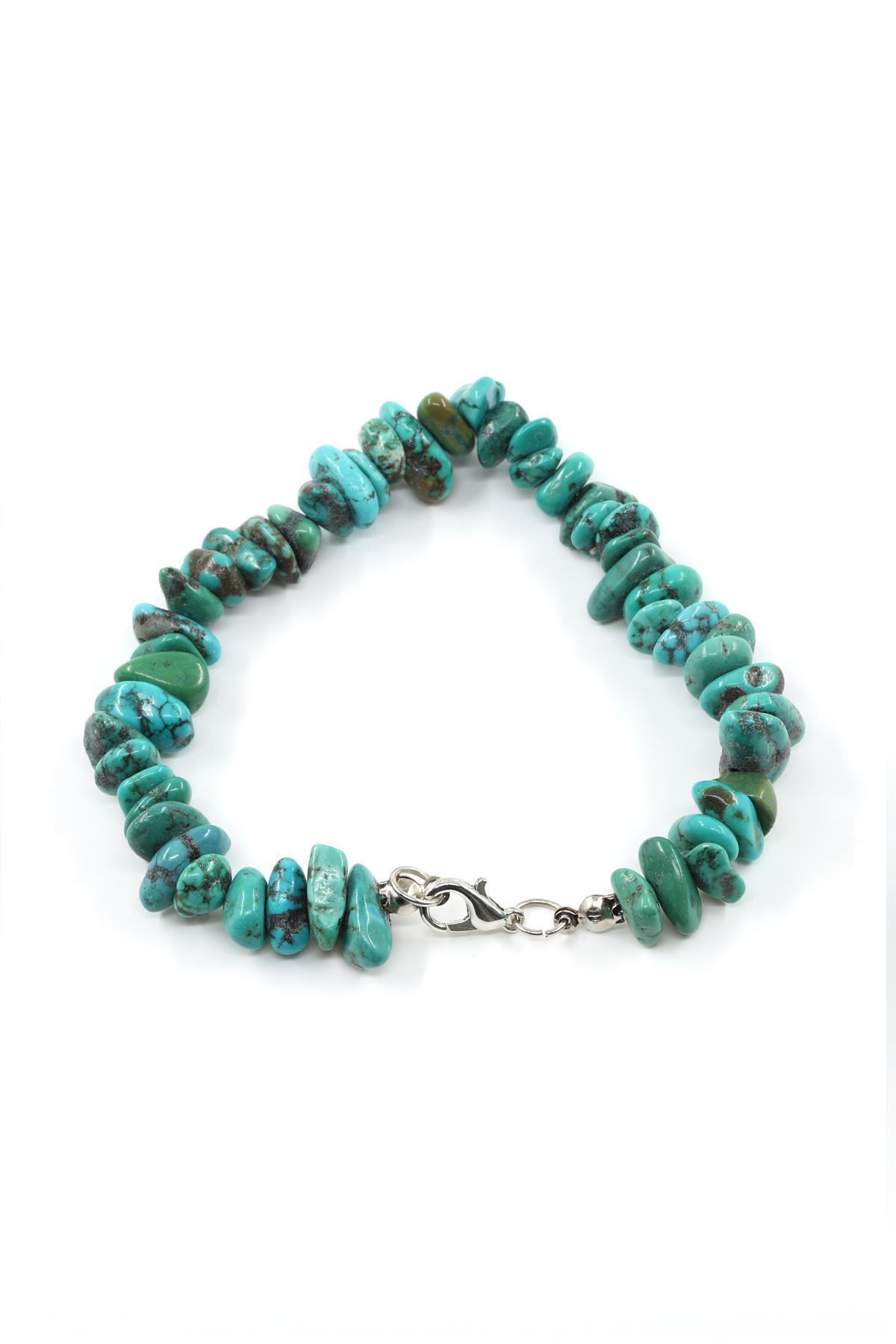 Orjinal Turkuaz Doğal Taş Kırıktaş Bileklik