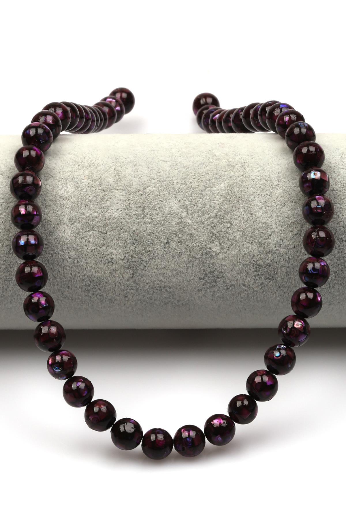 Özel İşçilikli Mor Abalon Sedef Doğaltaş Dizi 8 mm Küre Kesim