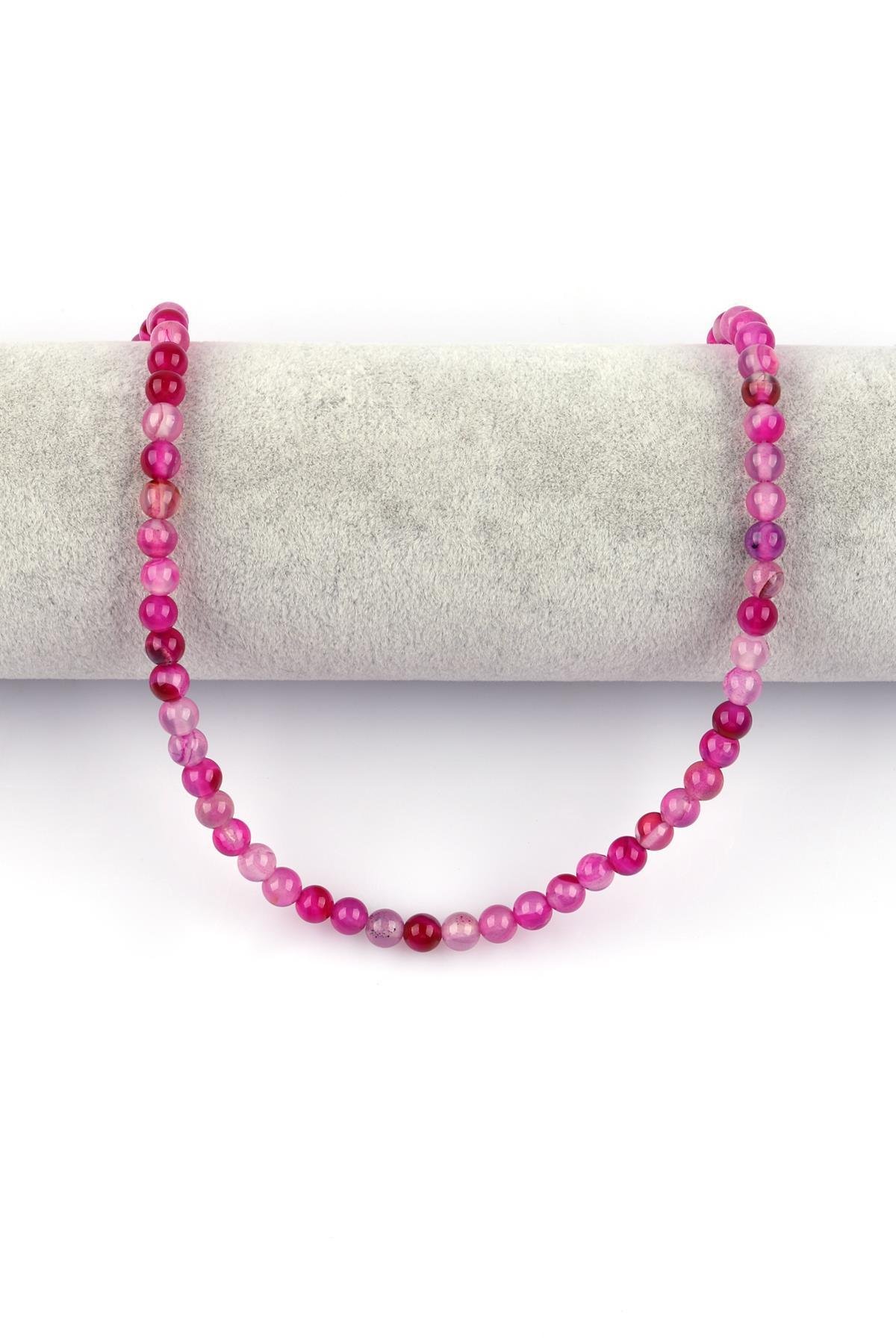 Pembe Akik Doğal Taş Dizi 6 mm Küre Kesim