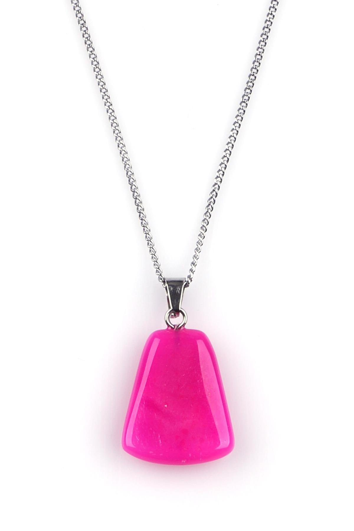 Pembe Akik Doğal Taş Kolye